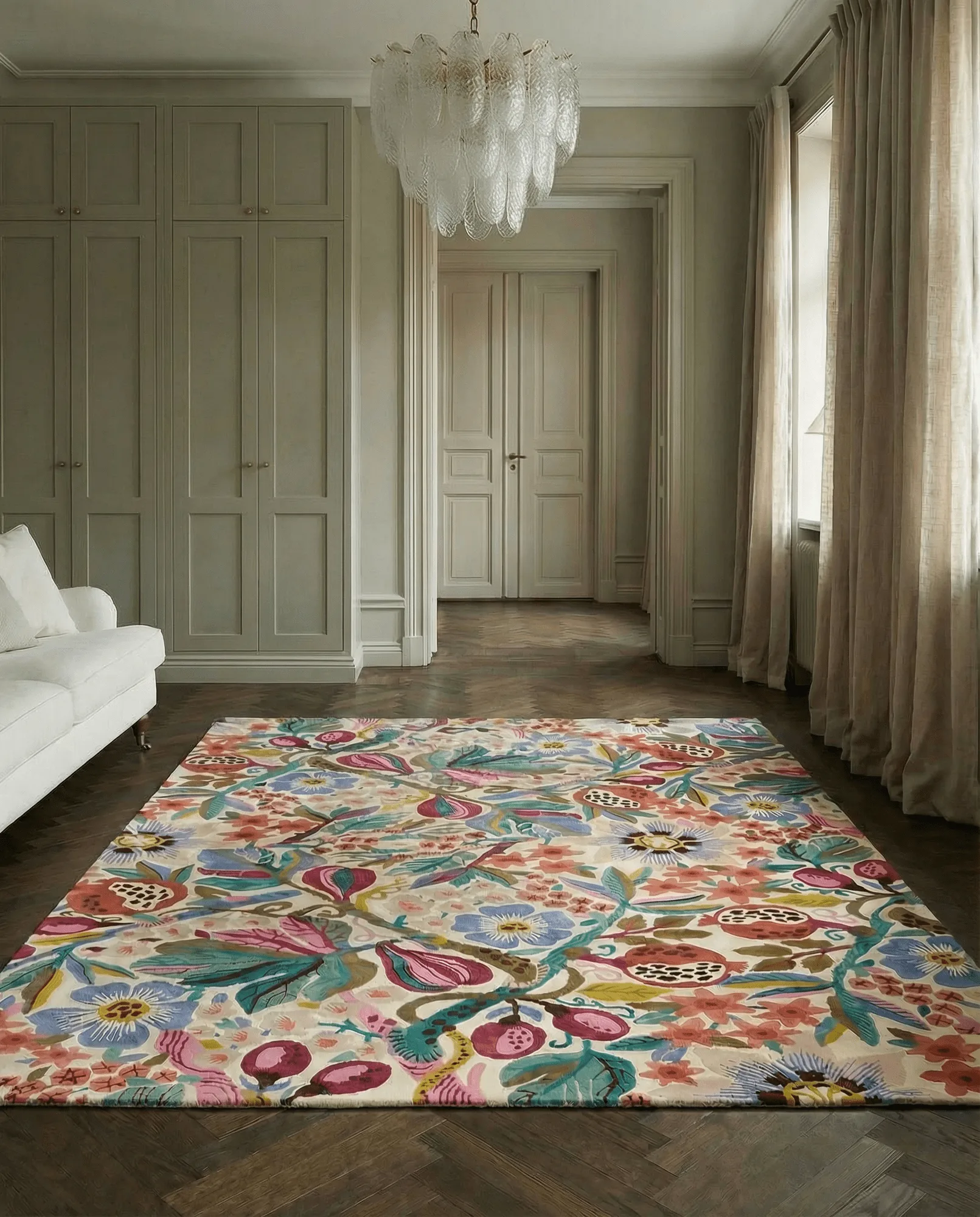 Pomegranate matto, Valkoinen-multi, 250x350 cm Classic Collection