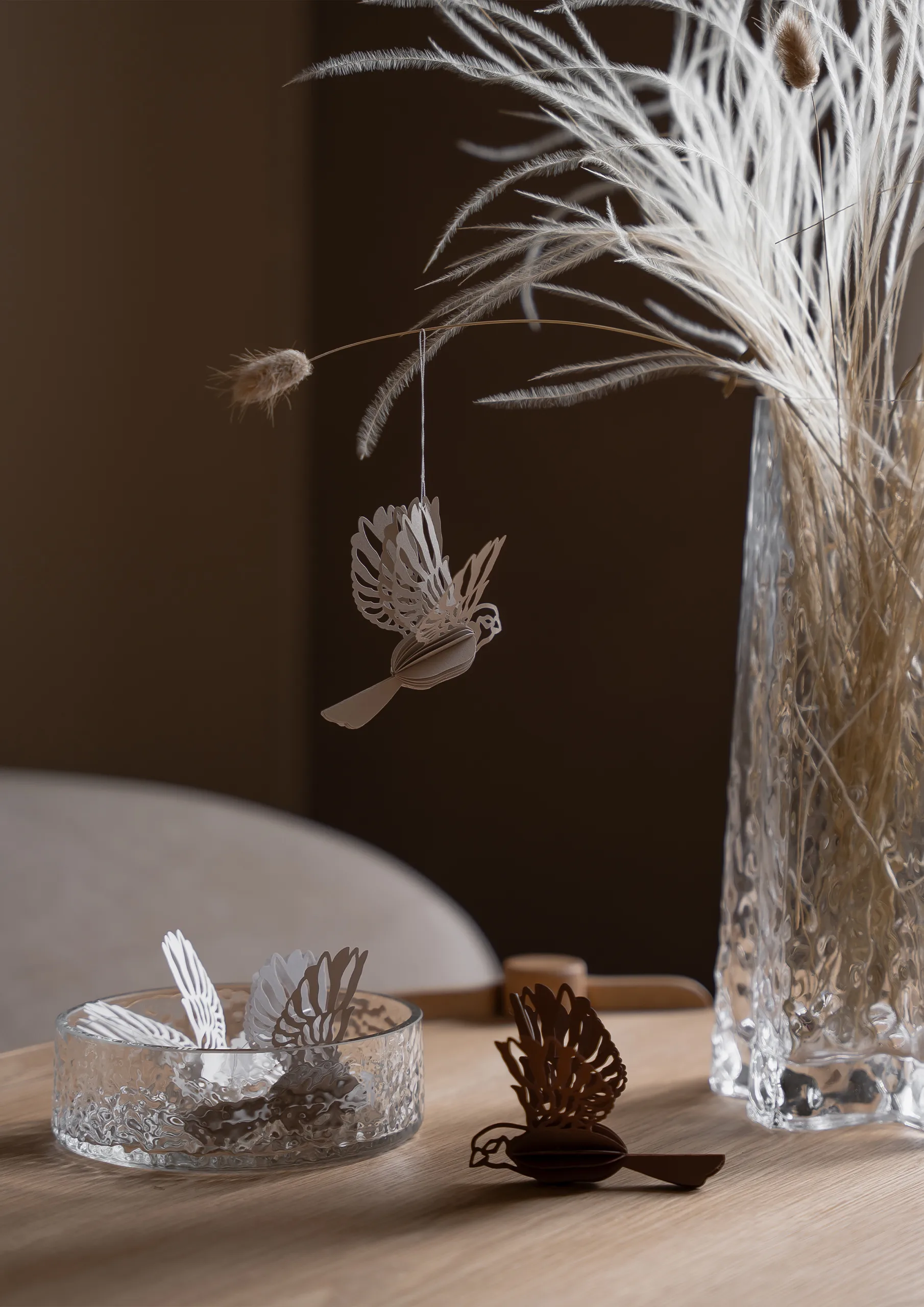 Paperilintu koristekoriste 2 kpl, Hiekka Cooee Design