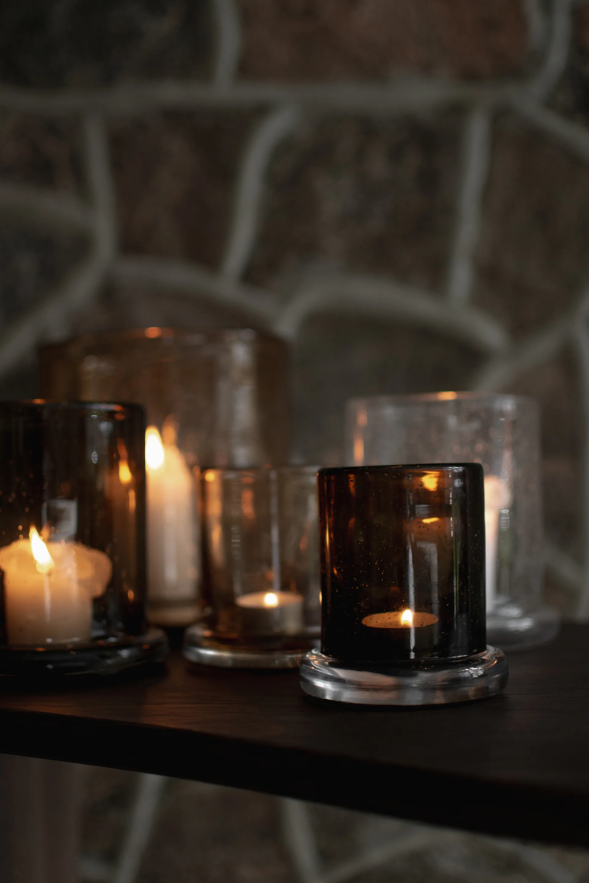 Bubble kynttilälyhty Ø10 cm, Brown DBKD