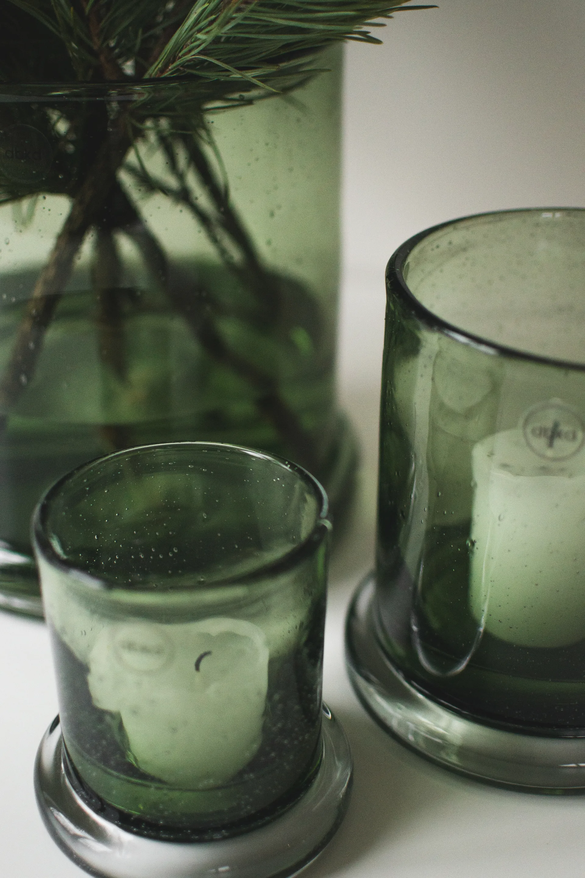 Bubble kynttilälyhty Ø10 cm, Vihreä DBKD