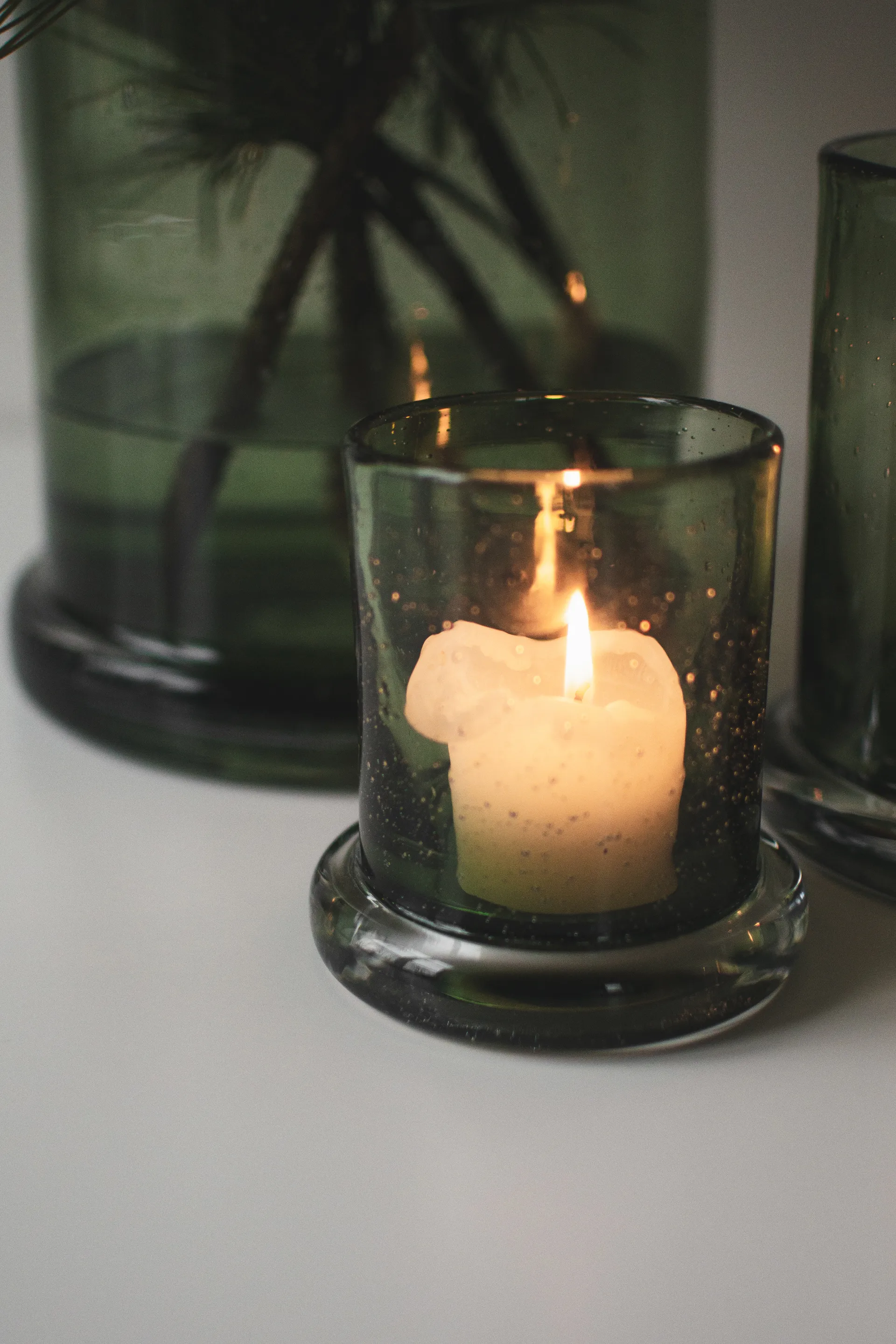 Bubble kynttilälyhty Ø10 cm, Vihreä DBKD