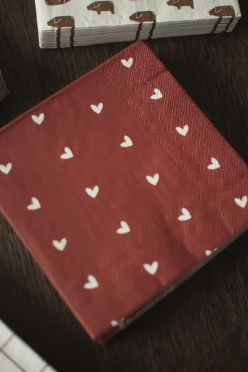 Heart paperinen lautasliina 33x33 cm 20-pack - Tummanpunainen - DBKD