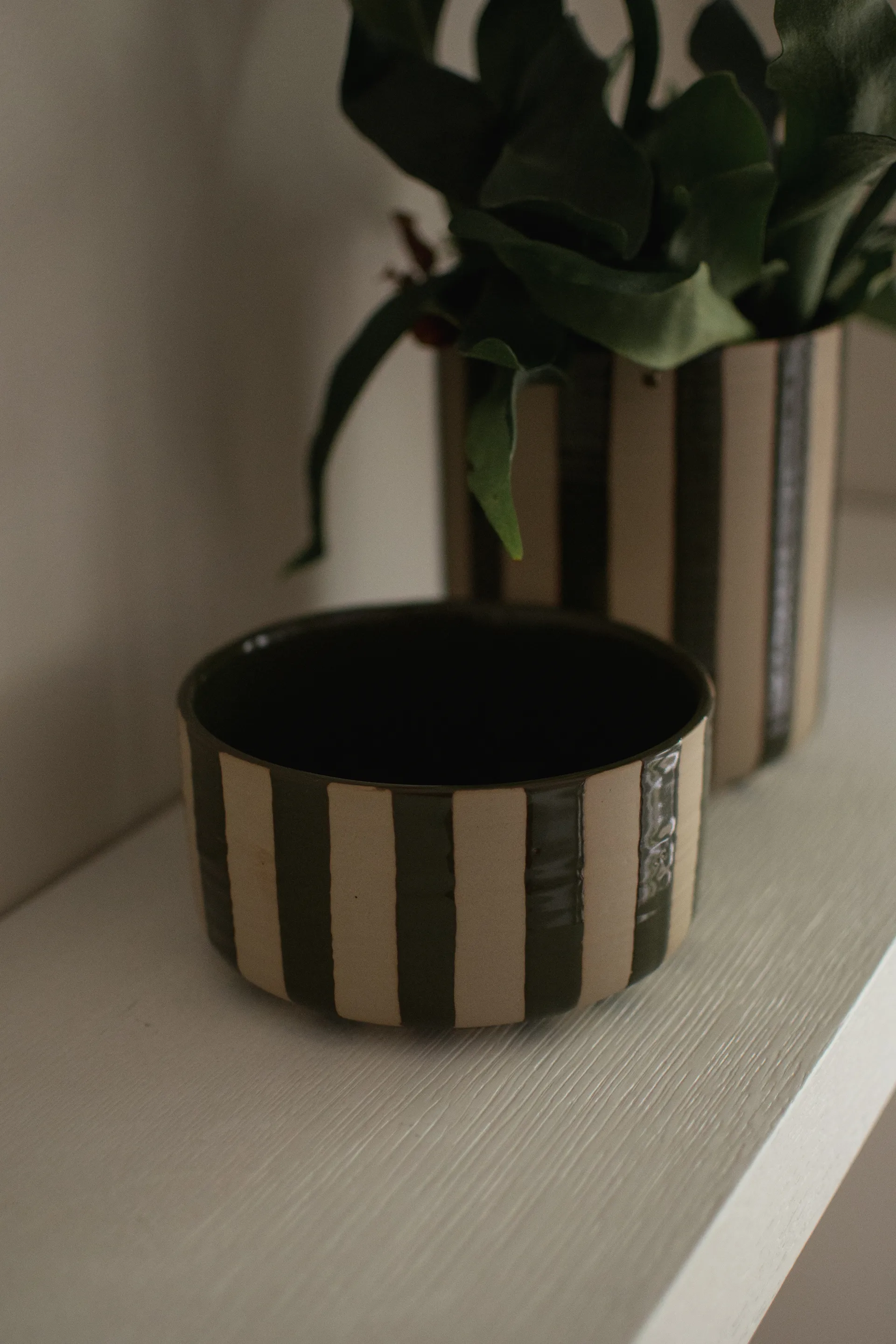 Line koristekulho Ø16 cm, Raidallinen vihreä DBKD