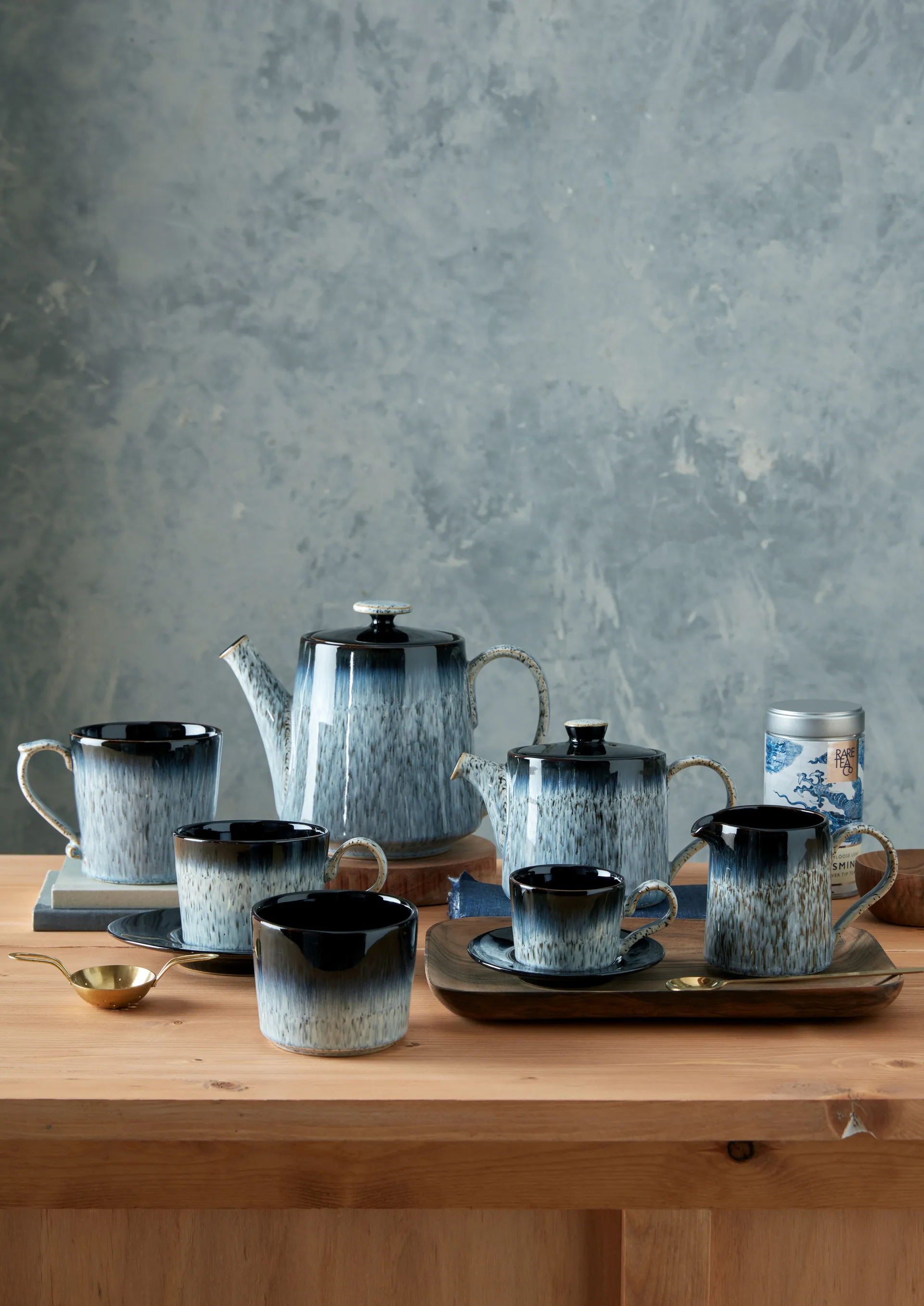 Halo brew -espressokuppi, 10 cl, Sininen-harmaa-musta Denby