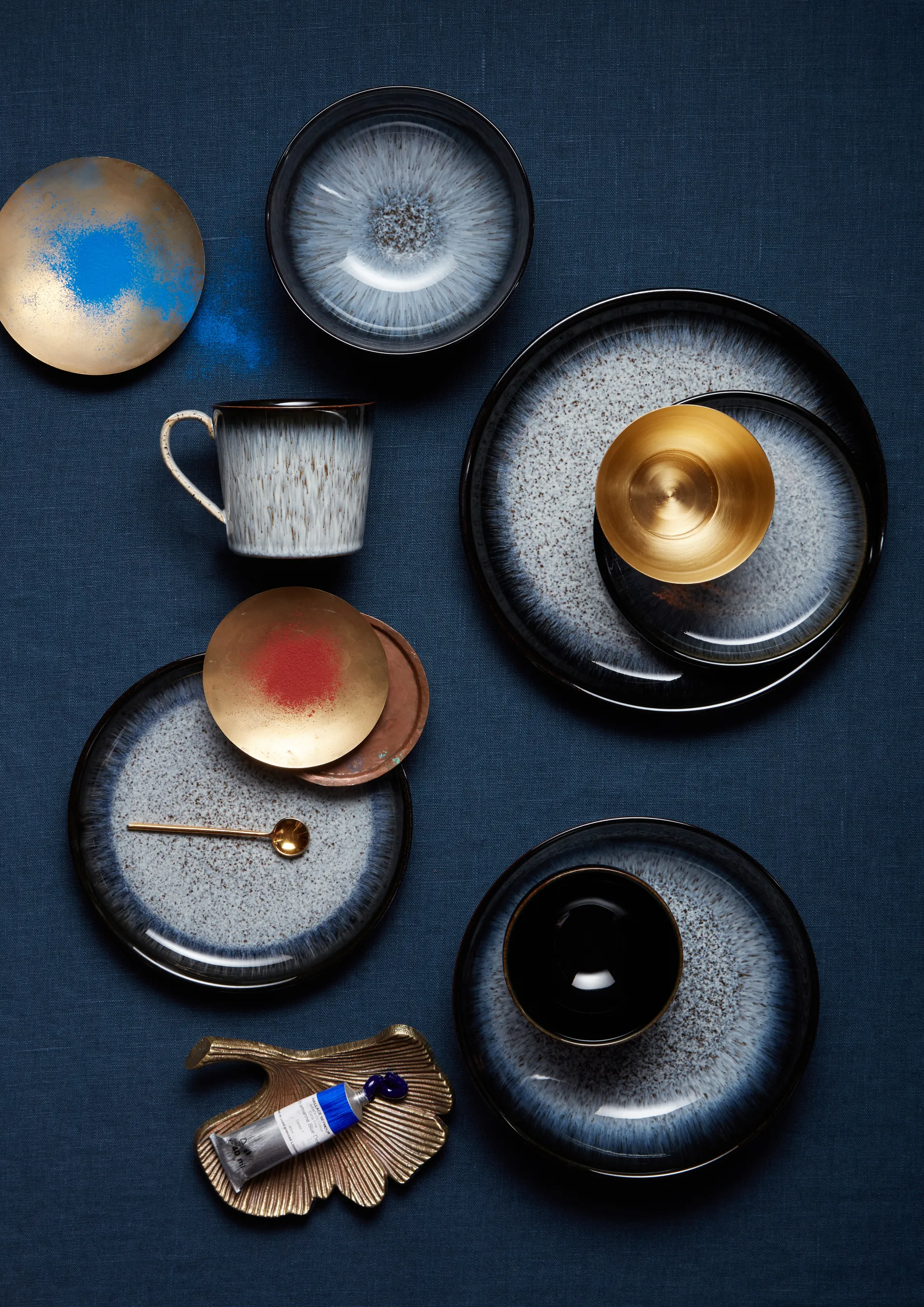 Halo pastakulho 22 cm, 4-pakkaus, Sininen-harmaa-musta Denby