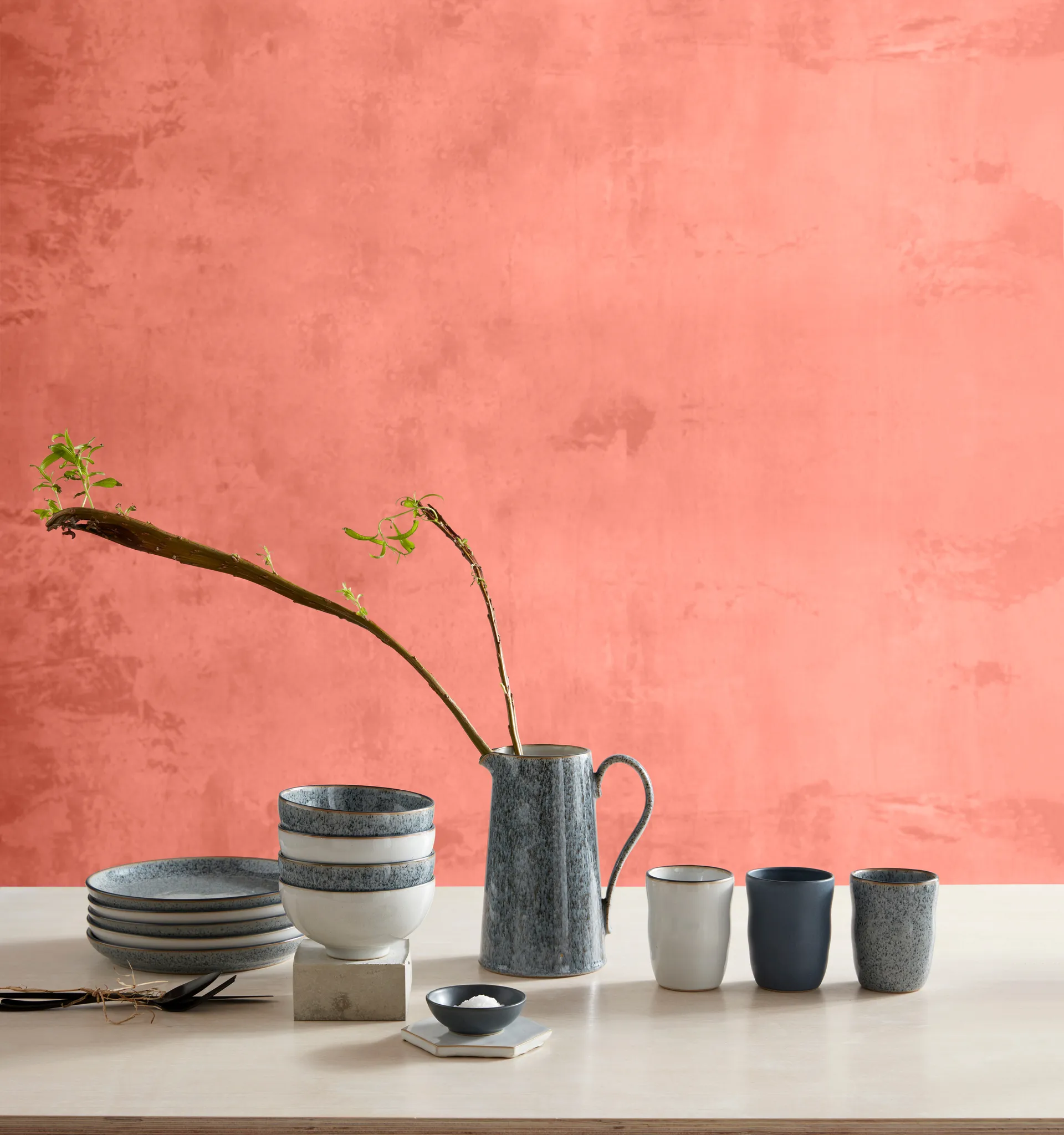 Studio Grey lautanen 21 cm, 4-pakkaus, Graniitti Denby