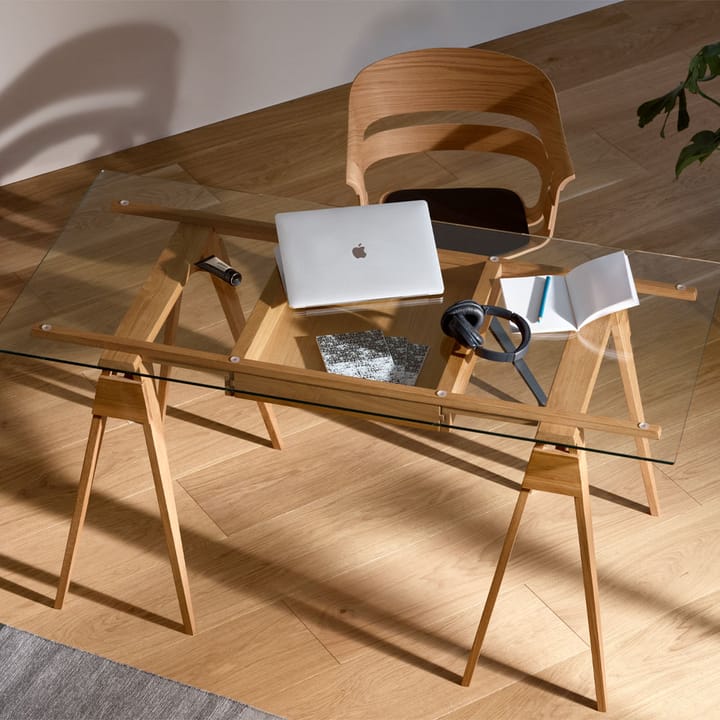 Arco kirjoituspöytä, Valkoiseksi lakattu, sis. laatikko, lasilevy Design House Stockholm