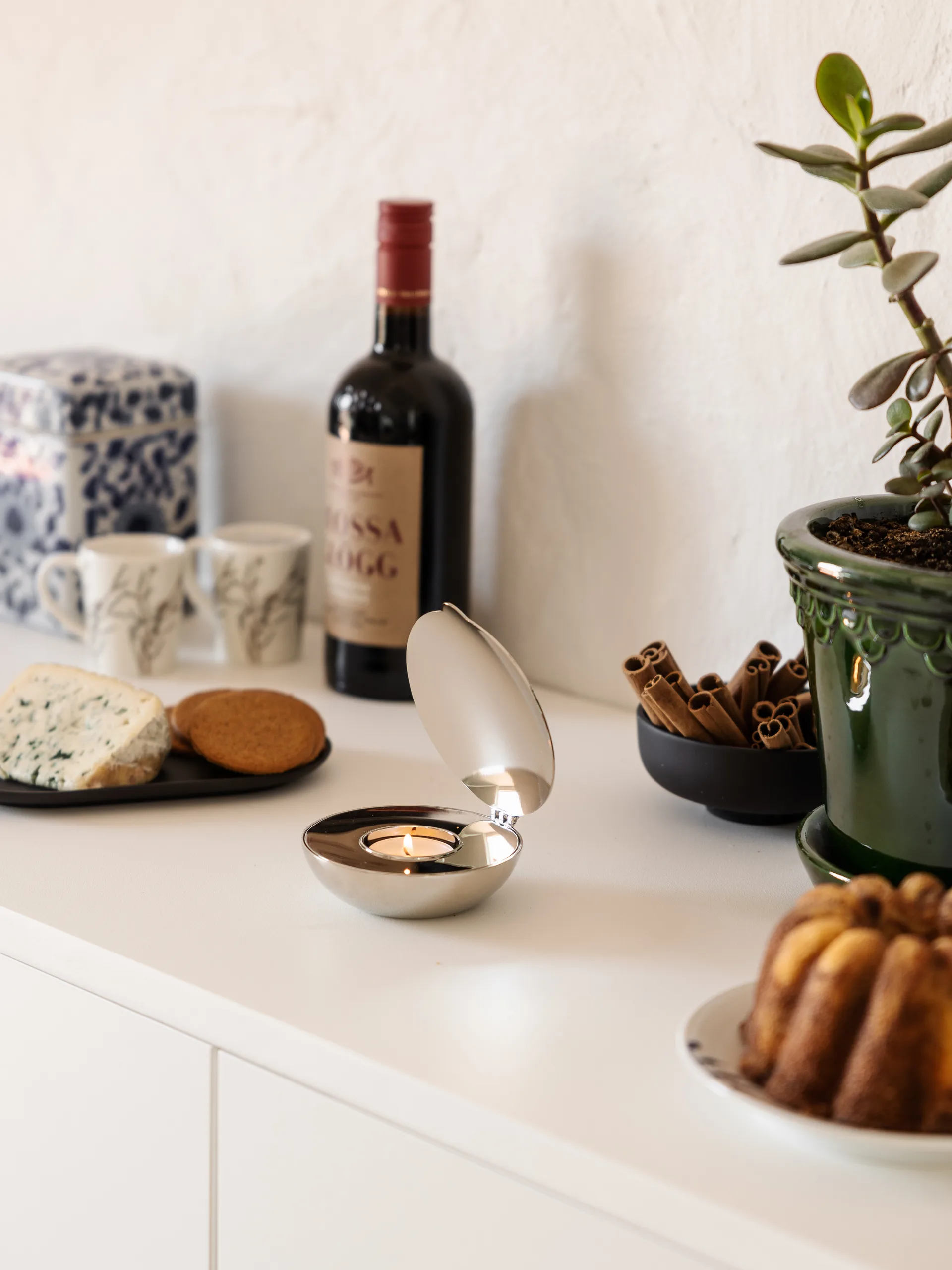 Shell kynttilälyhty, nikkeli Design House Stockholm