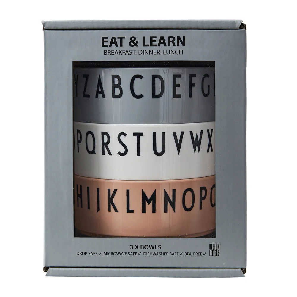 Breakfast Dinner Lunch kulho 3-pakkaus, Nude Design Letters