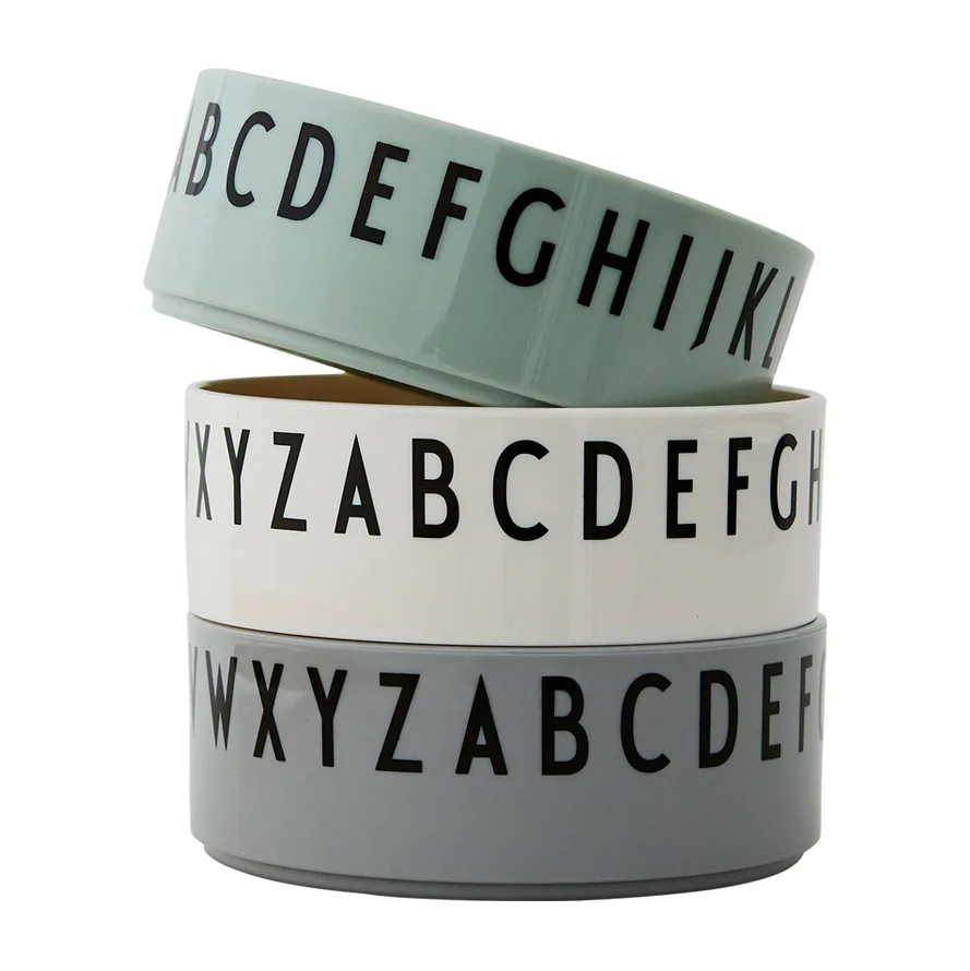 Breakfast Dinner Lunch kulho 3-pakkaus, Vihreä Design Letters