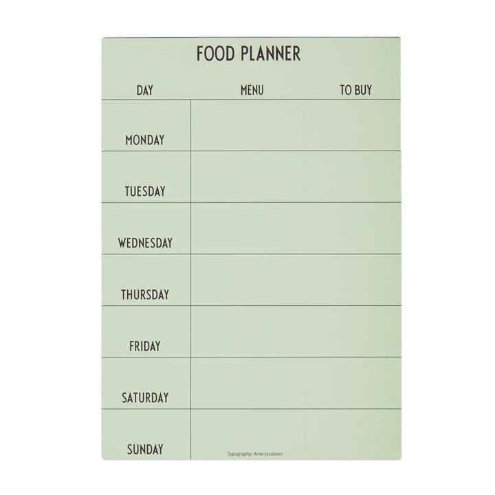 Design Letters Food Planner ruokalista - minttu - Design Letters