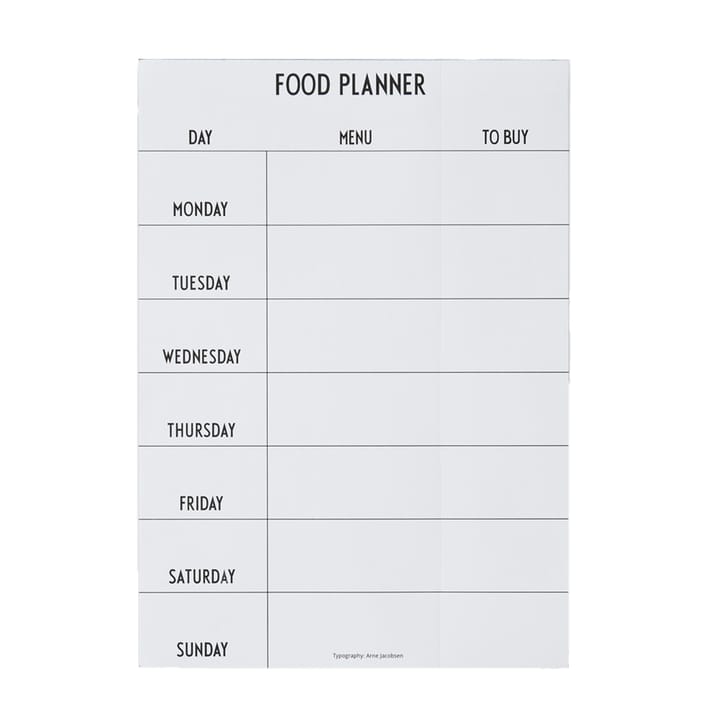 Design Letters Food Planner ruokalista - valkoinen - Design Letters