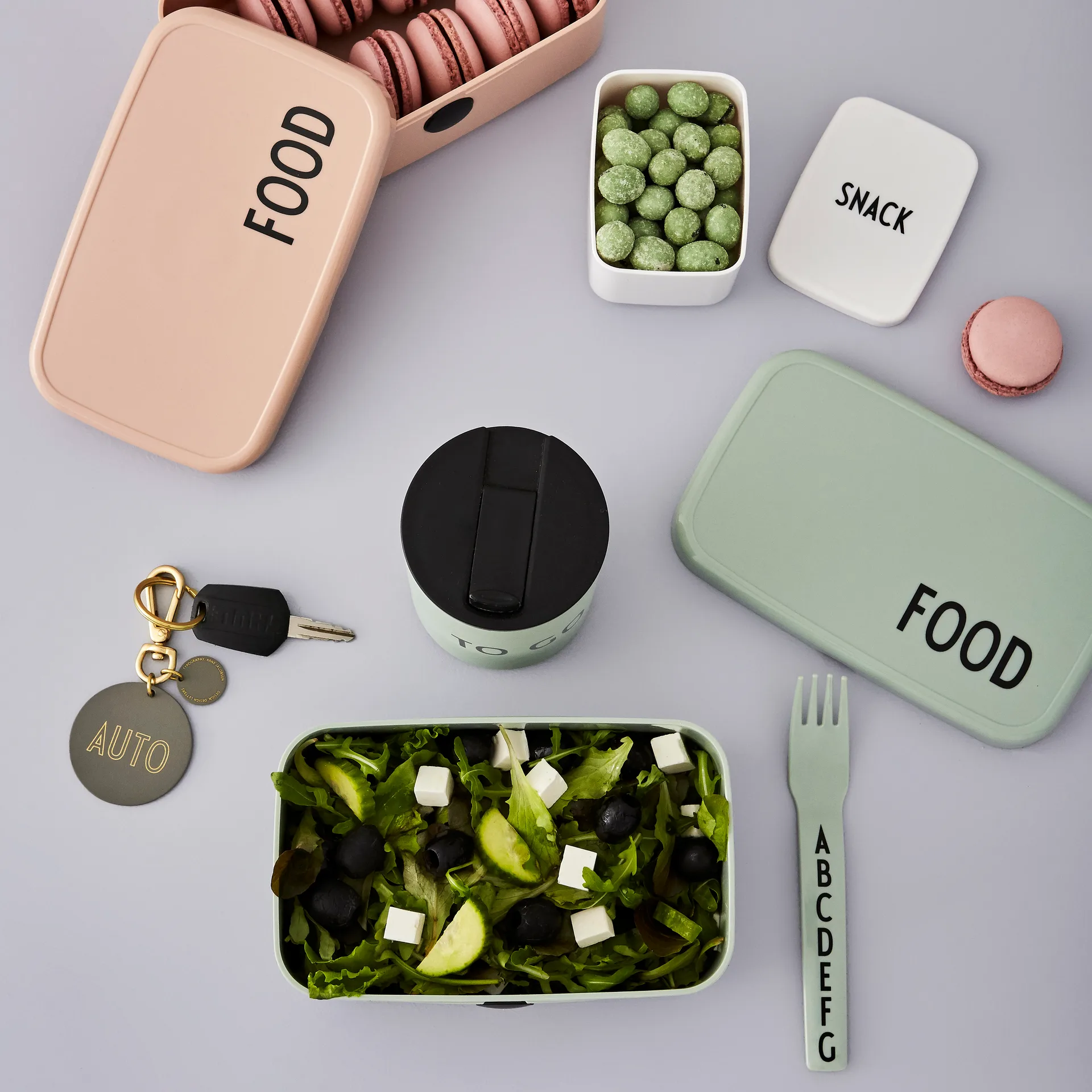 Design Letters lasten ruokailuvälineet melamiimi, Vihreä Design Letters