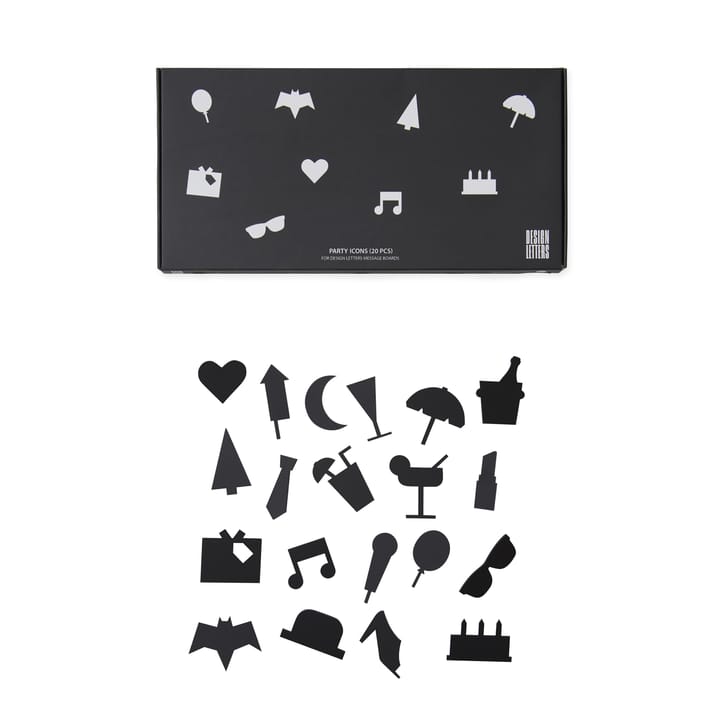 Party icons ilmoitustauluun - 20 osaa - musta - Design Letters