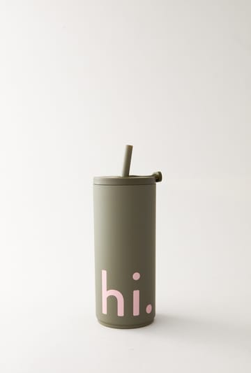 Travel Life -termospullo pillillä 50 cl - Hi-olive green - Design Letters