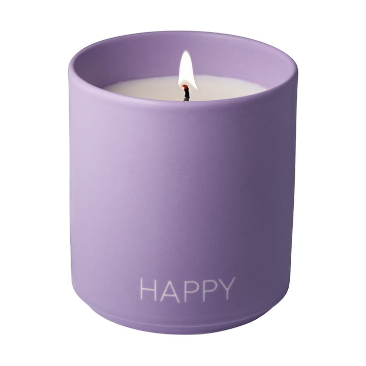 Tuoksukynttilä large Ø8 cm - Happy-purple - Design Letters