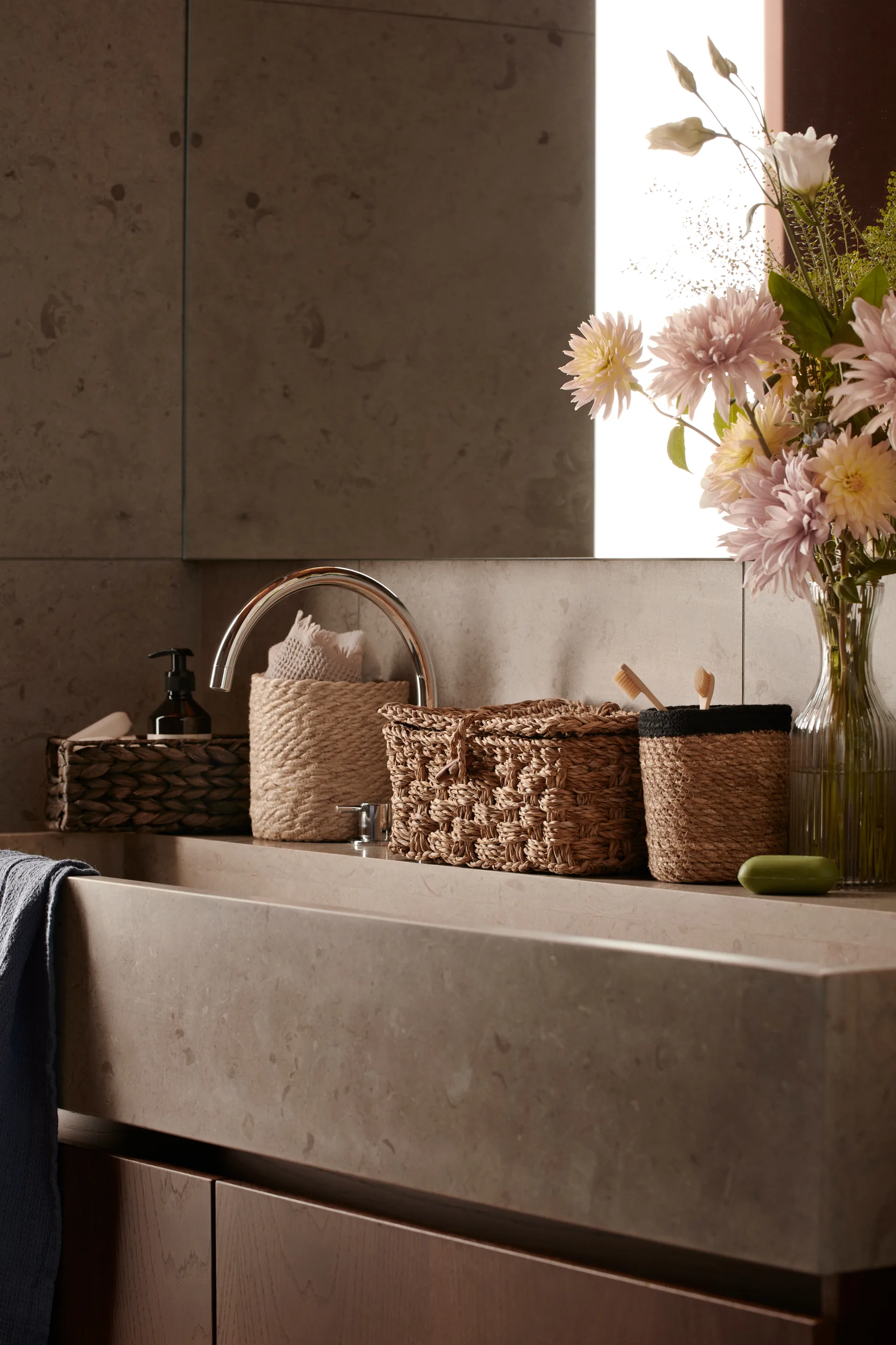 Emil säilytyskori, 3-pakkaus small, Luonnonvärinen-musta Dixie