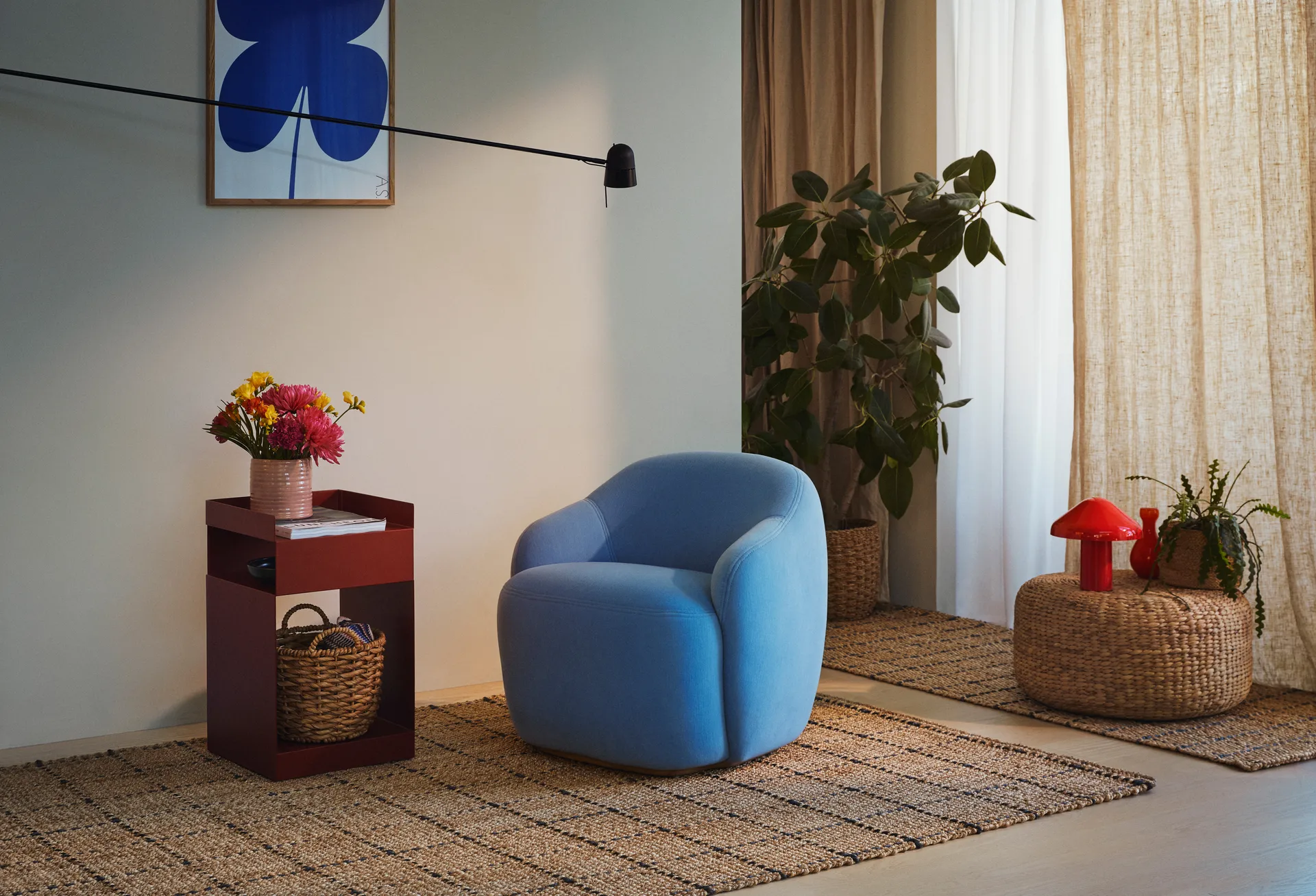 Freja juuttimatto ruudullinen 160 x 230 cm, Natural-dark grey Dixie