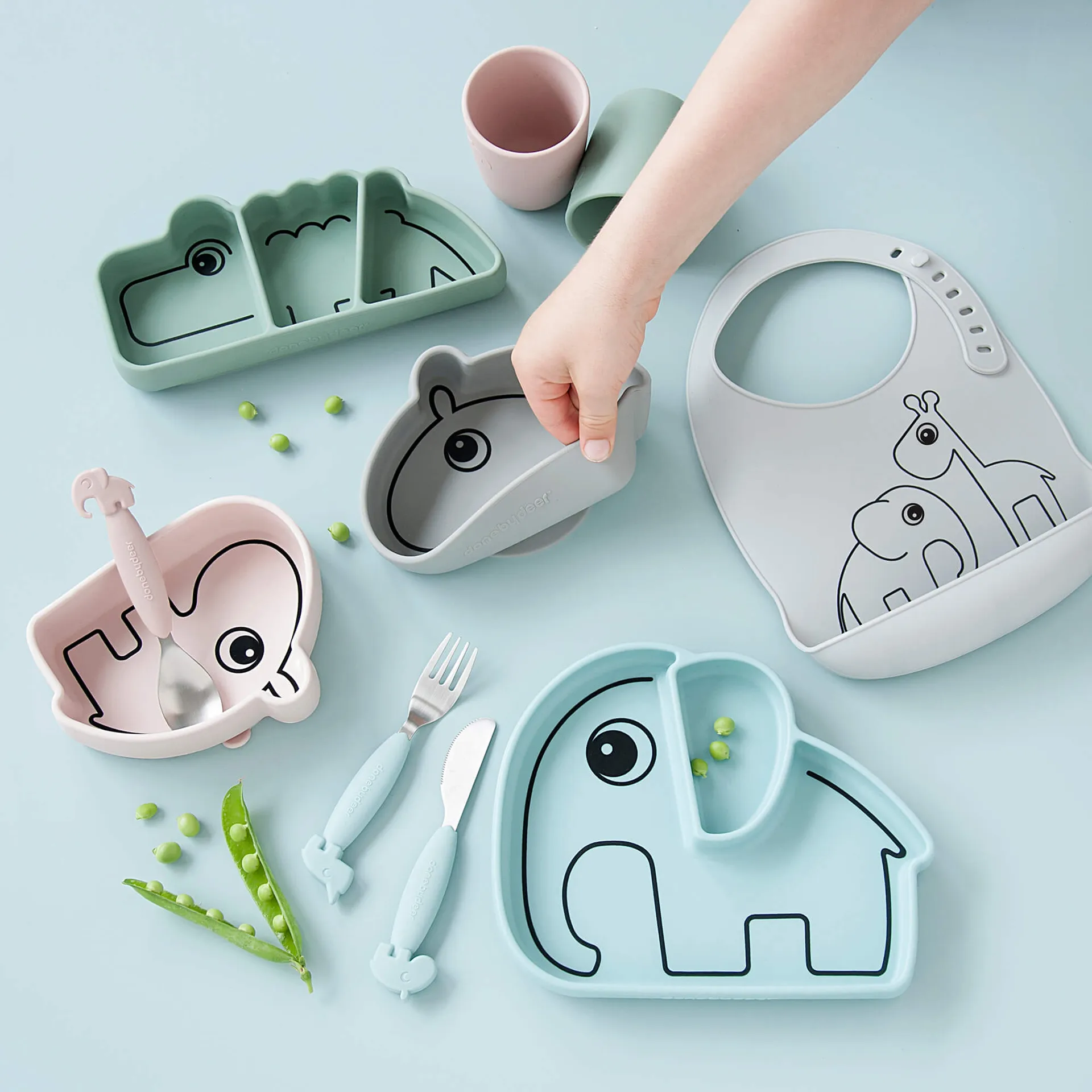 Elphee Stick&Stay lastenlautanen 17x20 cm, Sininen Done by deer