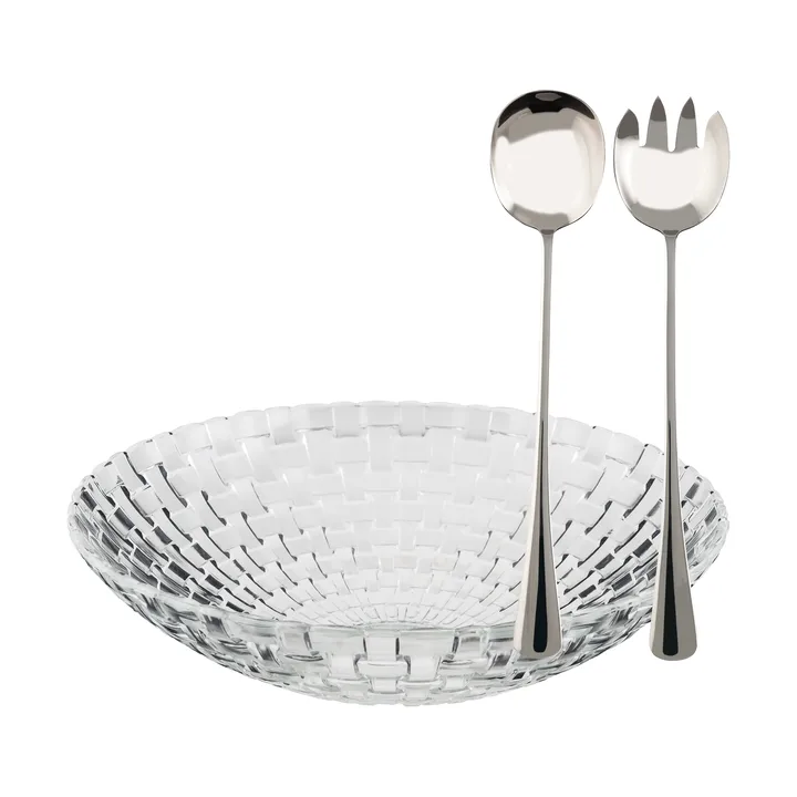 Glitter salaattikulhosetti - Lasi-ruostumaton teräs, 3 osaa - Dorre