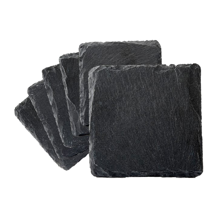 Liuskekivi lasinaluset 6-pack - Musta - Dorre