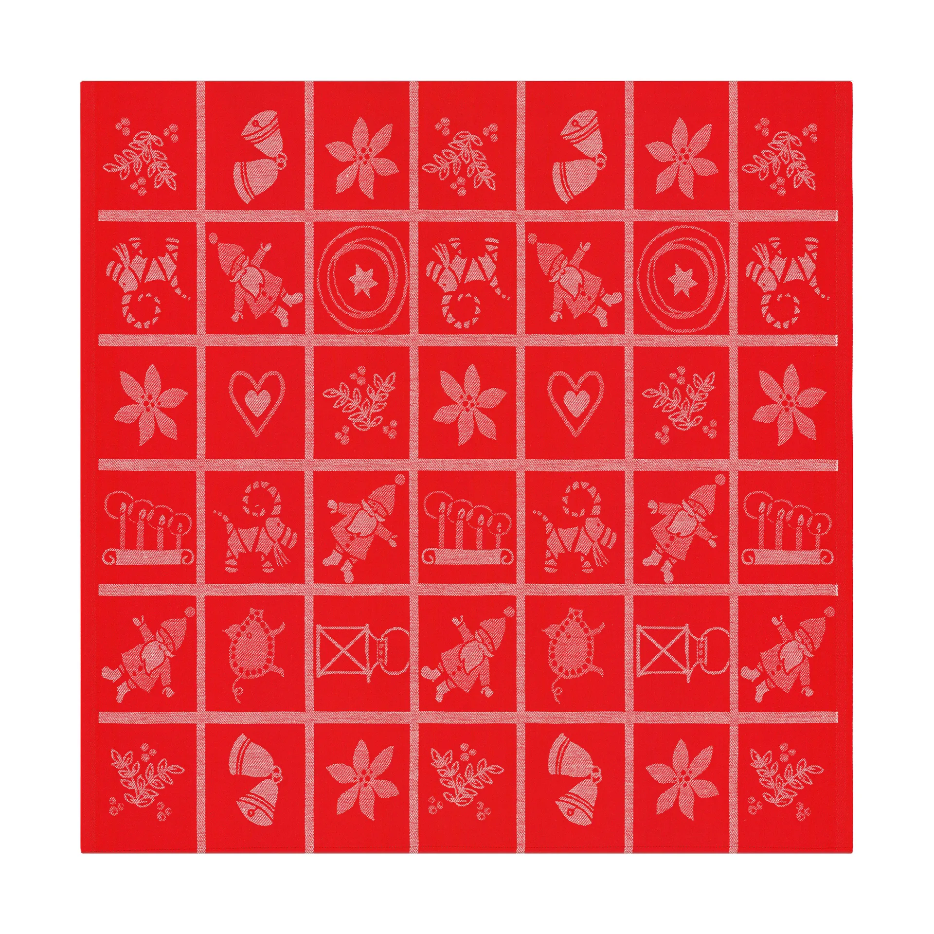 Adventruta pöytäliina 80x80 cm, Punainen Ekelund Linneväveri