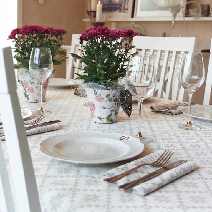 Åttebladrose pöytäliina beige, 150 x 260 cm Ekelund Linneväveri