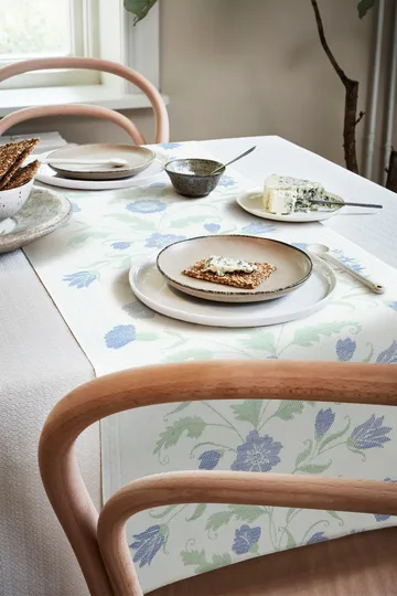 Blö blom -kaitaliina - 35 x 120 cm - Ekelund Linneväveri