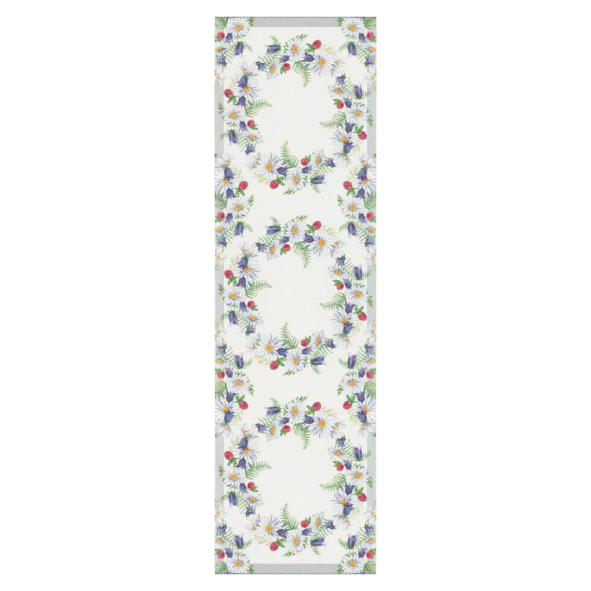 Blomkrans kaitaliina 35x120 cm, Multi Ekelund Linneväveri