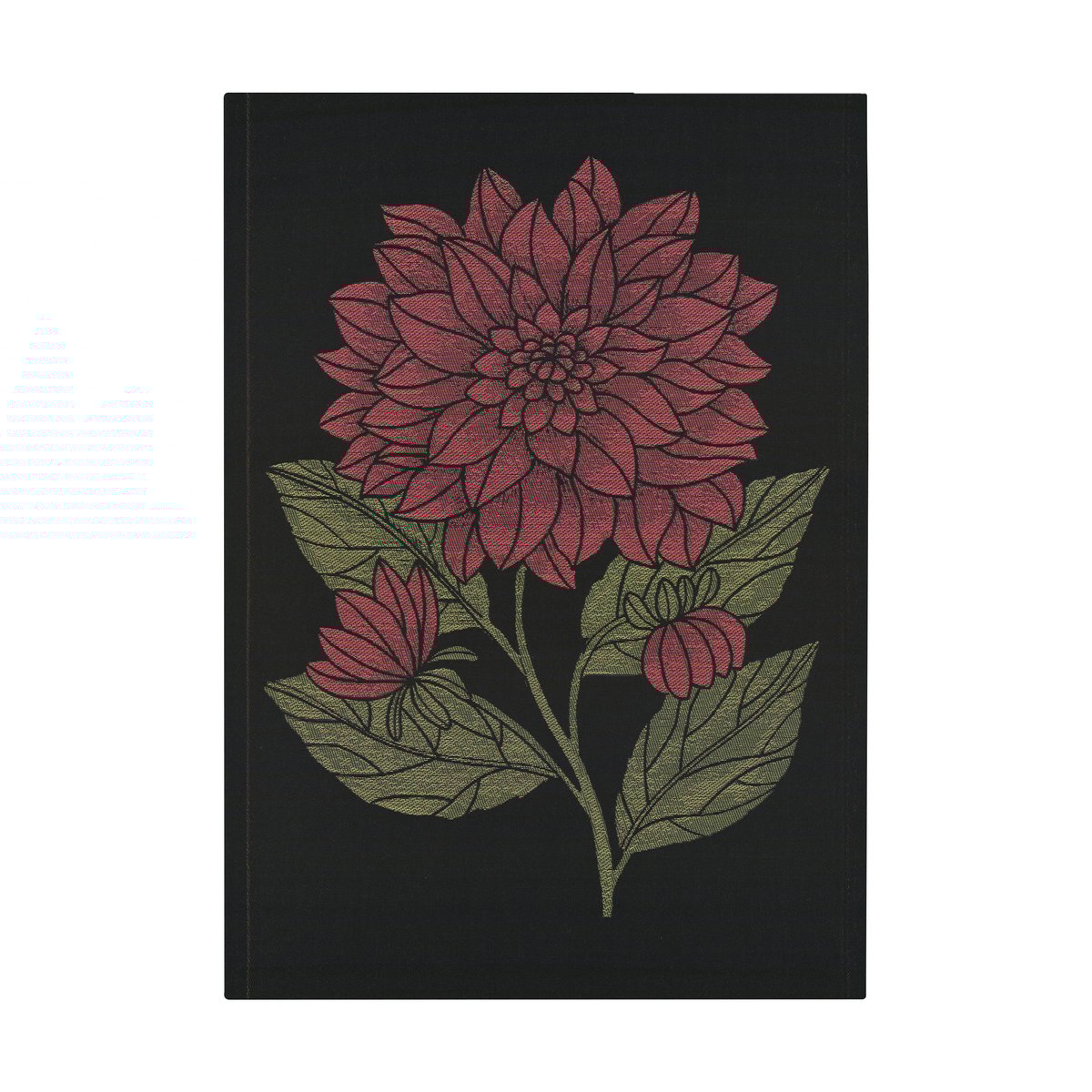 Ekelund Linneväveri Dahlia keittiöpyyhe 48x70 cm Punainen-musta-vihreä