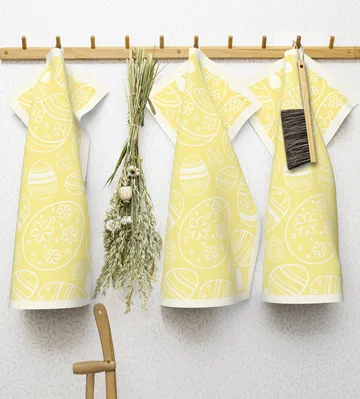 Easter Egg keittiöpyyhe 35x50 cm - Keltainen - Ekelund Linneväveri