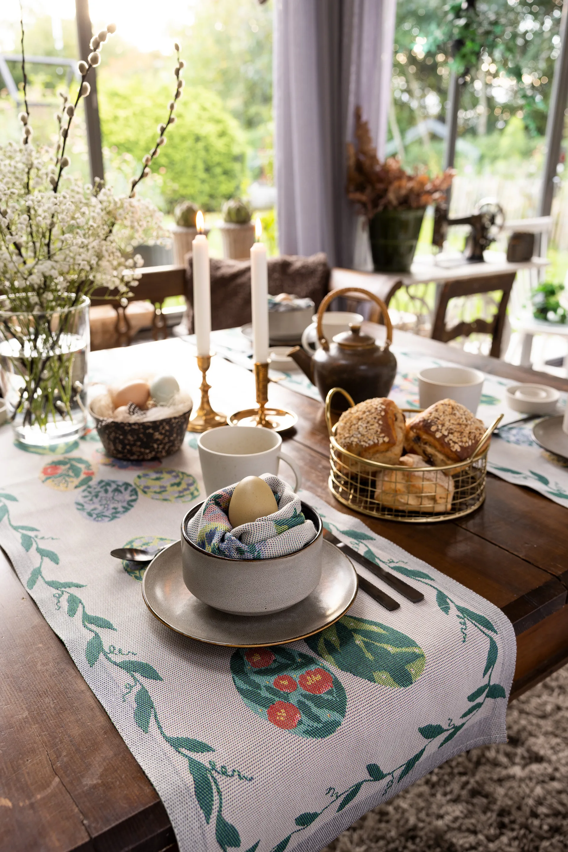 Egg collection -kaitaliina, 35 x 120 cm Ekelund Linneväveri