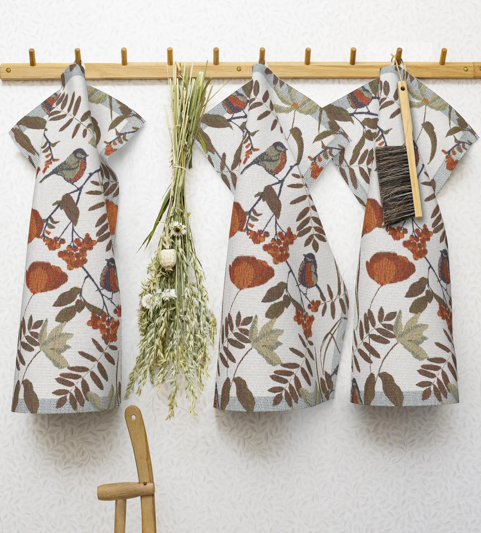 Fåglabäck keittiöpyyhe 35x50 cm, Ruskea-oranssi Ekelund Linneväveri