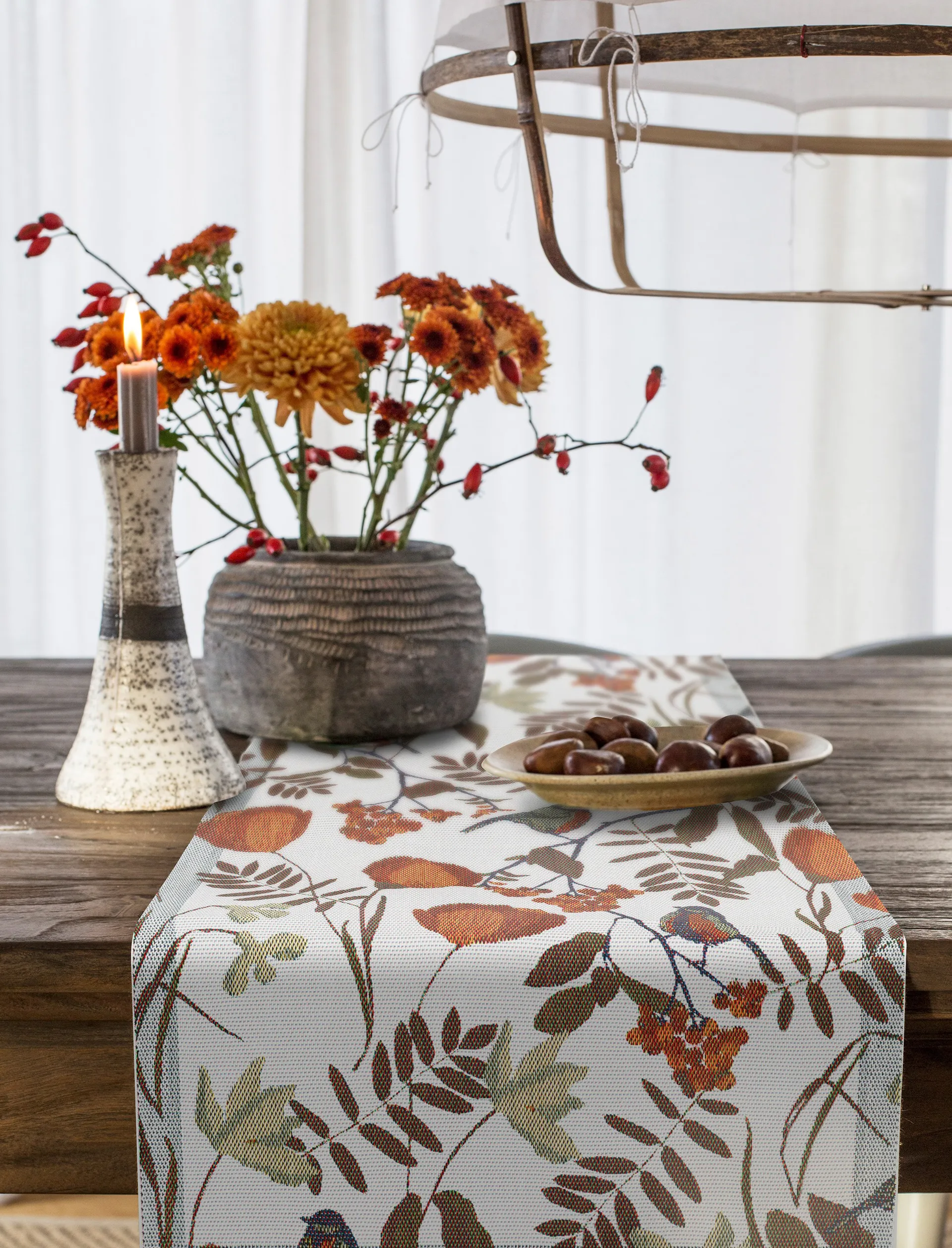 Fåglabäck pöytäliina 35x120 cm, Ruskea Ekelund Linneväveri