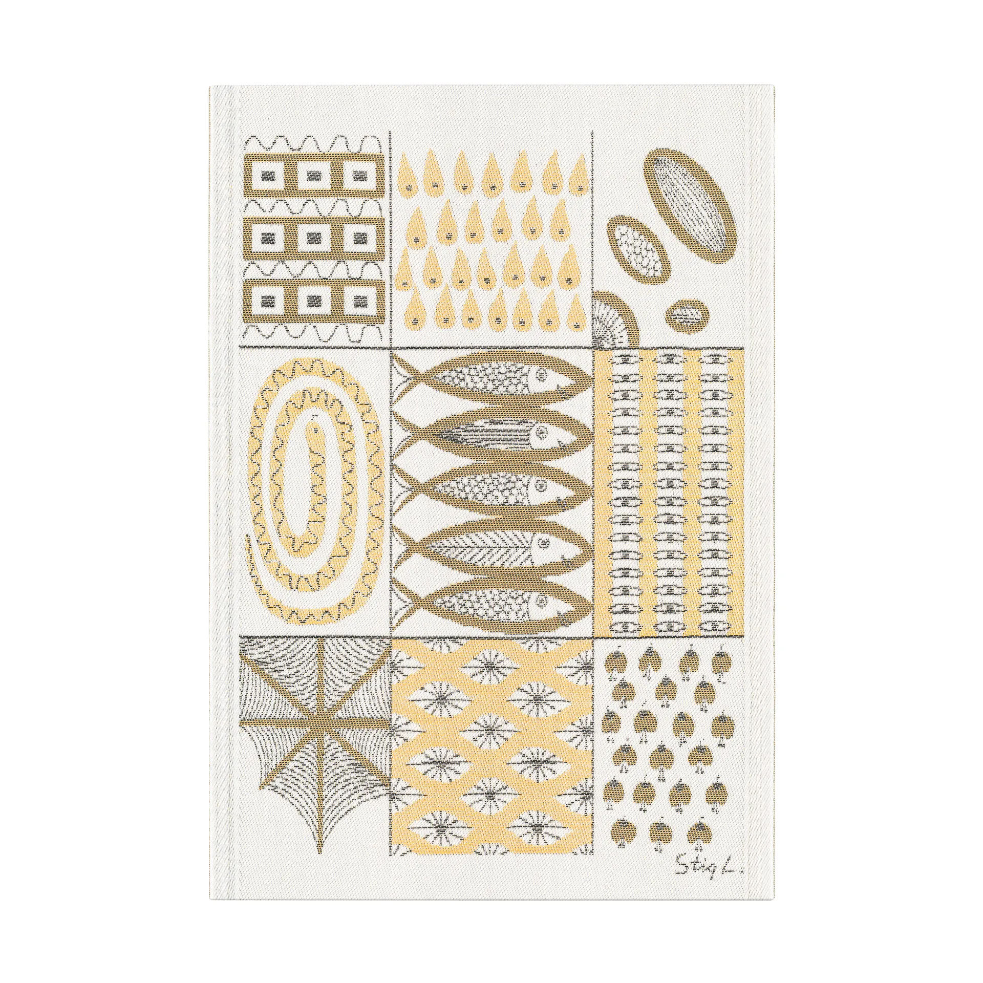 Fiskglänta keittiöpyyhe 35x50 cm, Keltainen Ekelund Linneväveri