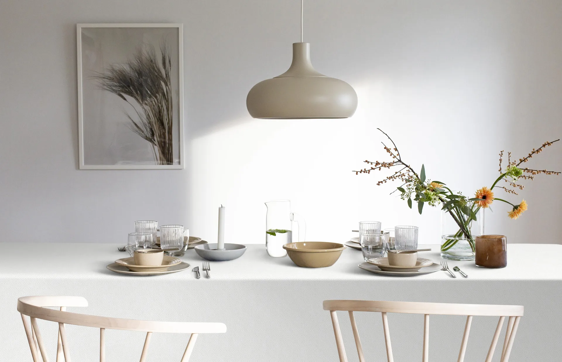 Gåsöga pöytäliina valkaisematon, 150 x 250 cm Ekelund Linneväveri