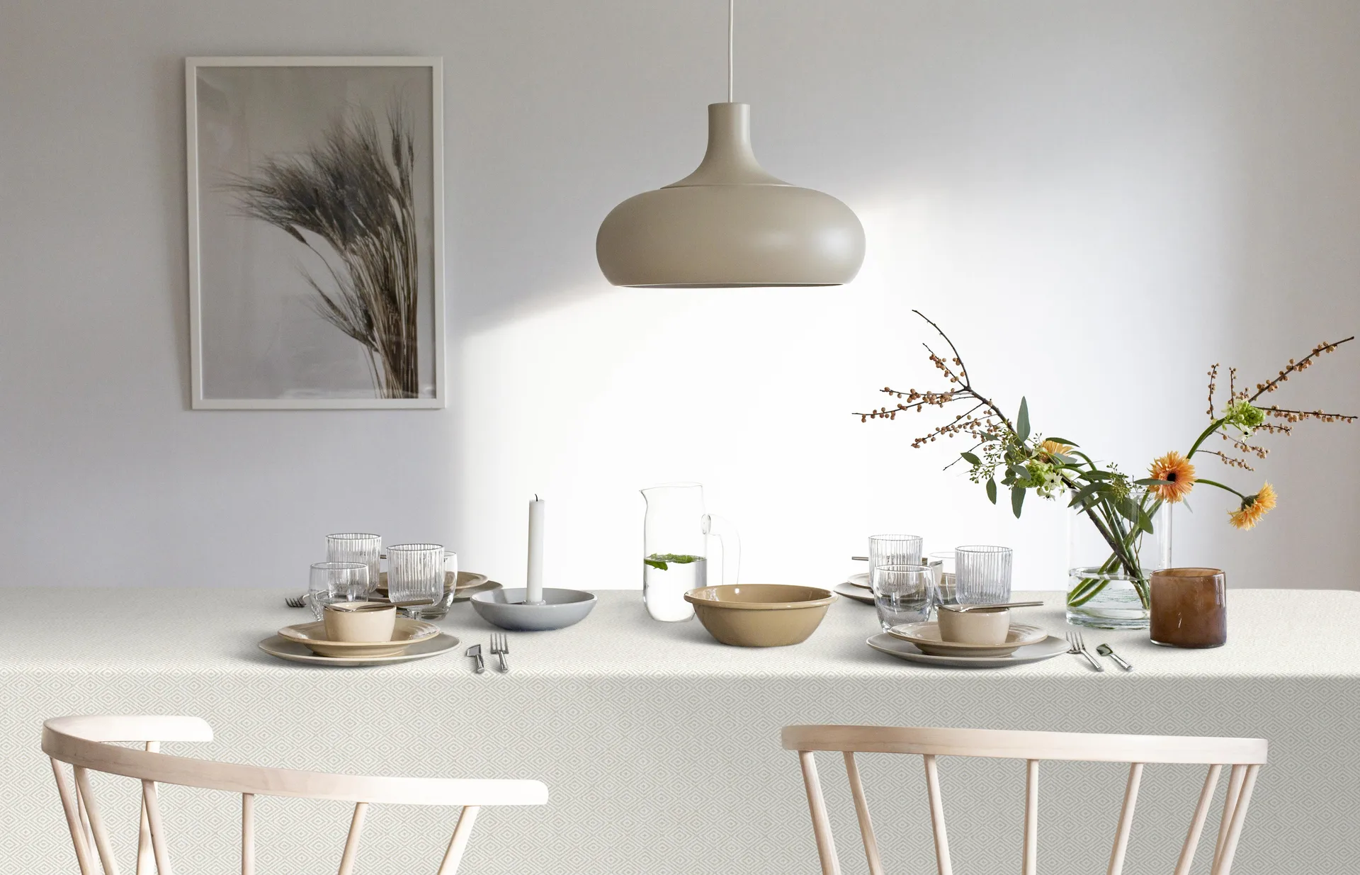 Gåsöga pöytäliina valkaisematon, 150 x 300 cm Ekelund Linneväveri