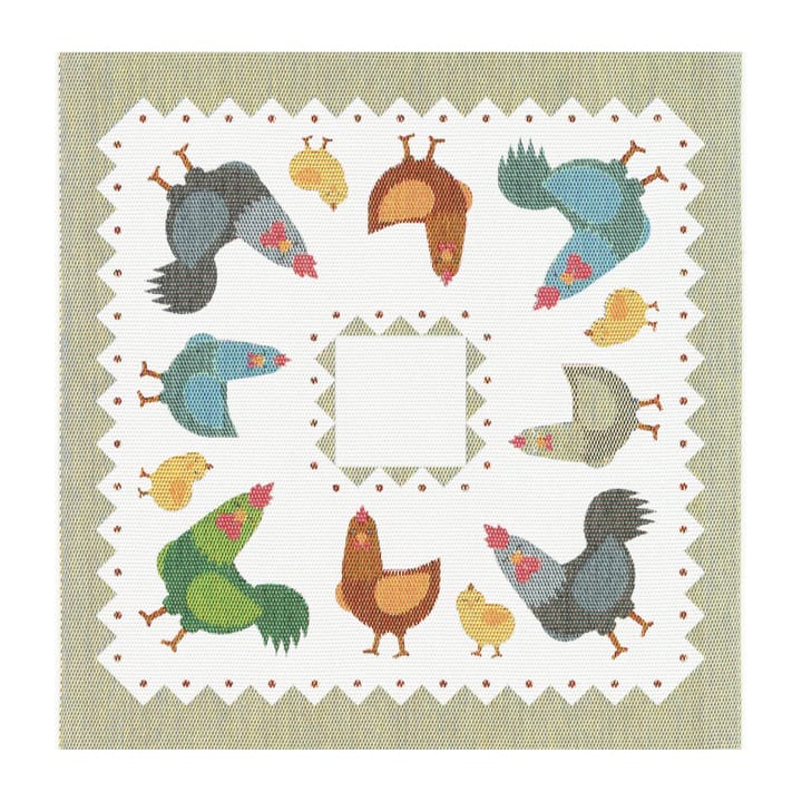 Hönsfamilj servetti 35x35 cm - Monivärinen - Ekelund Linneväveri