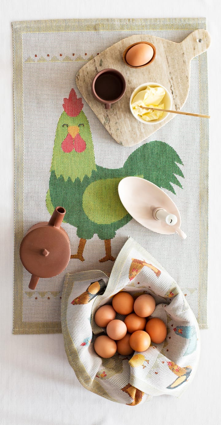 Hönsfamilj servetti 35x35 cm, Monivärinen Ekelund Linneväveri
