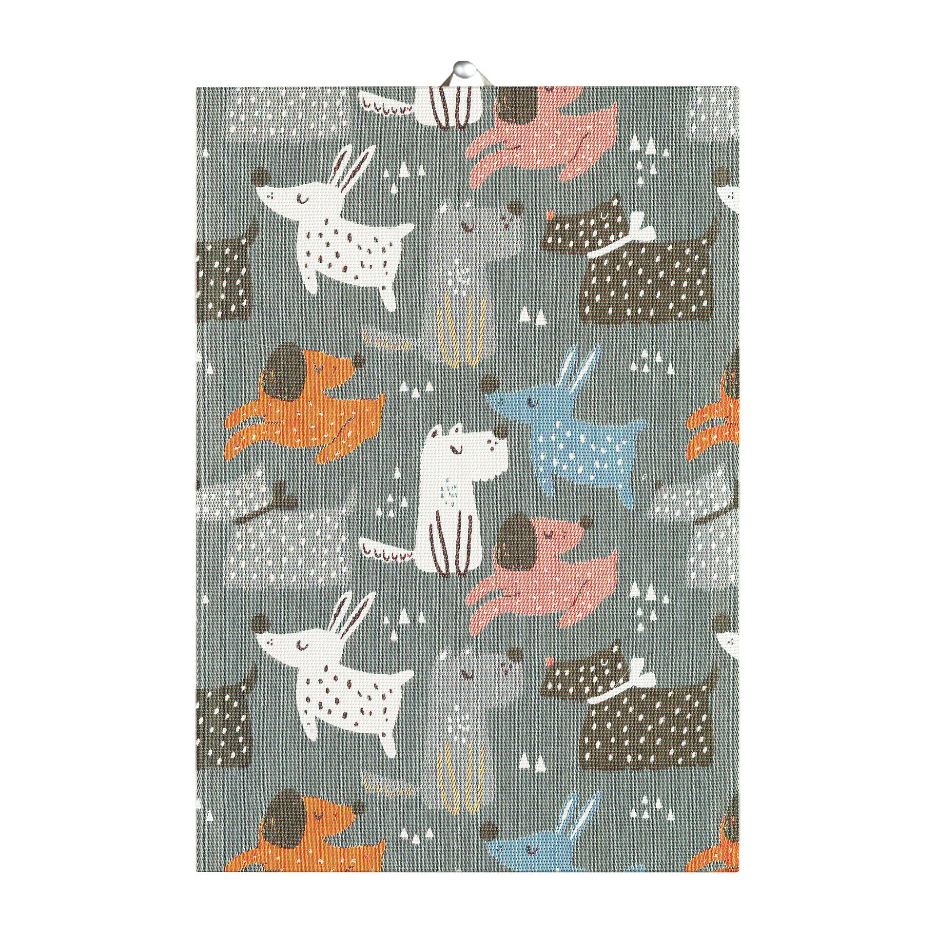 Hundar keittiöpyyheliina 35x50 cm, Harmaa Ekelund Linneväveri