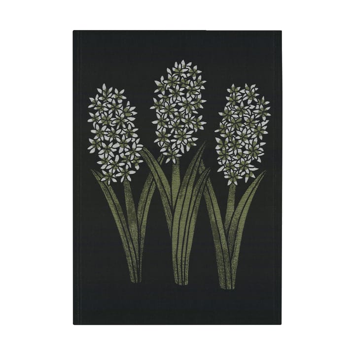Hyacint keittiöpyyhe 48x70 cm - Musta-vihreä - Ekelund Linneväveri