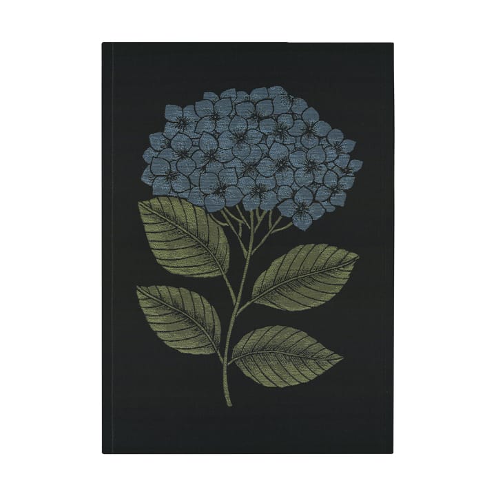 Hydrangea keittiöpyyhe 48x70 cm - Musta-sininen - Ekelund Linneväveri