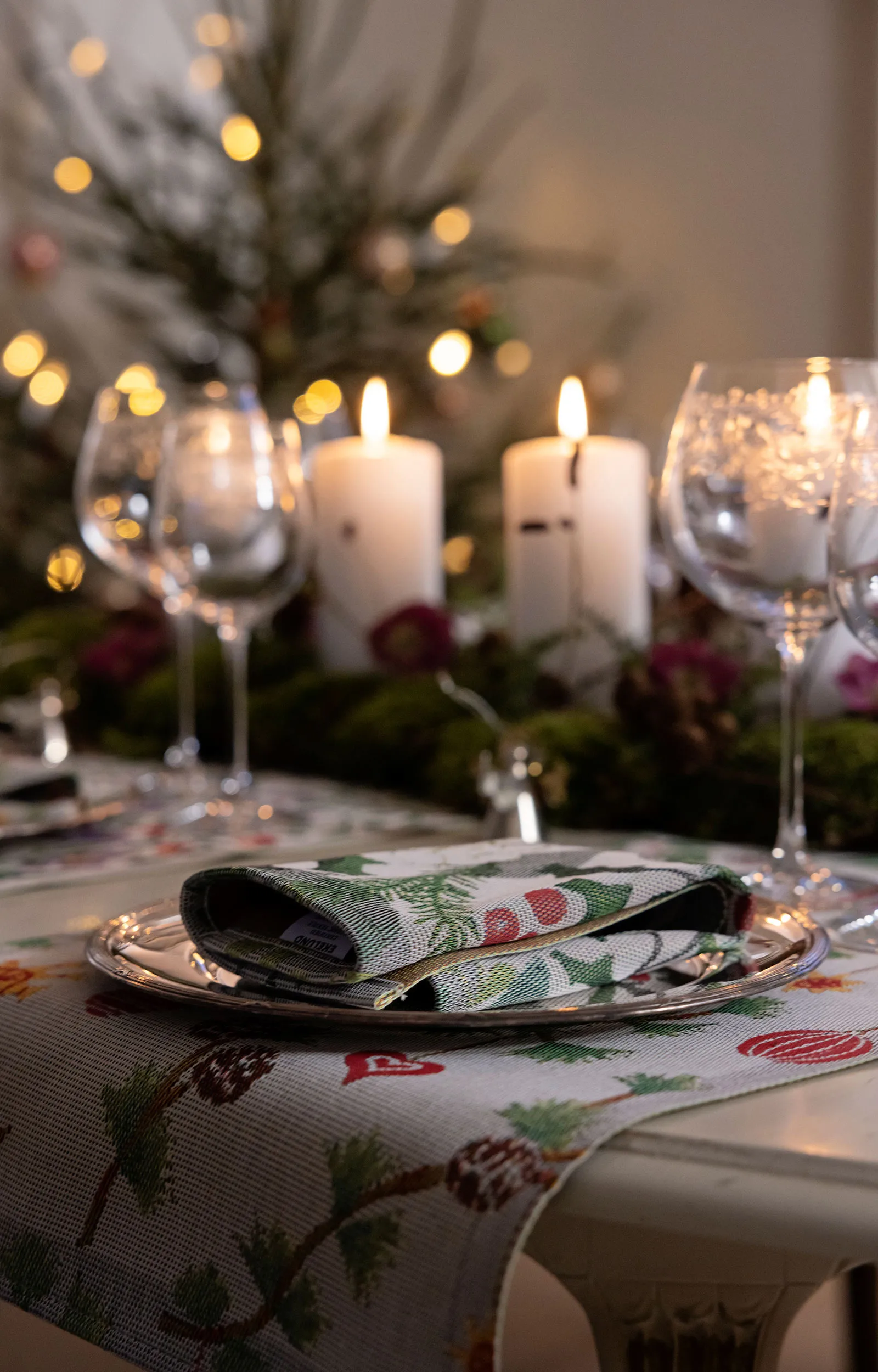 Julefröjd pöytätabletti 35x48 cm, Monivärinen Ekelund Linneväveri