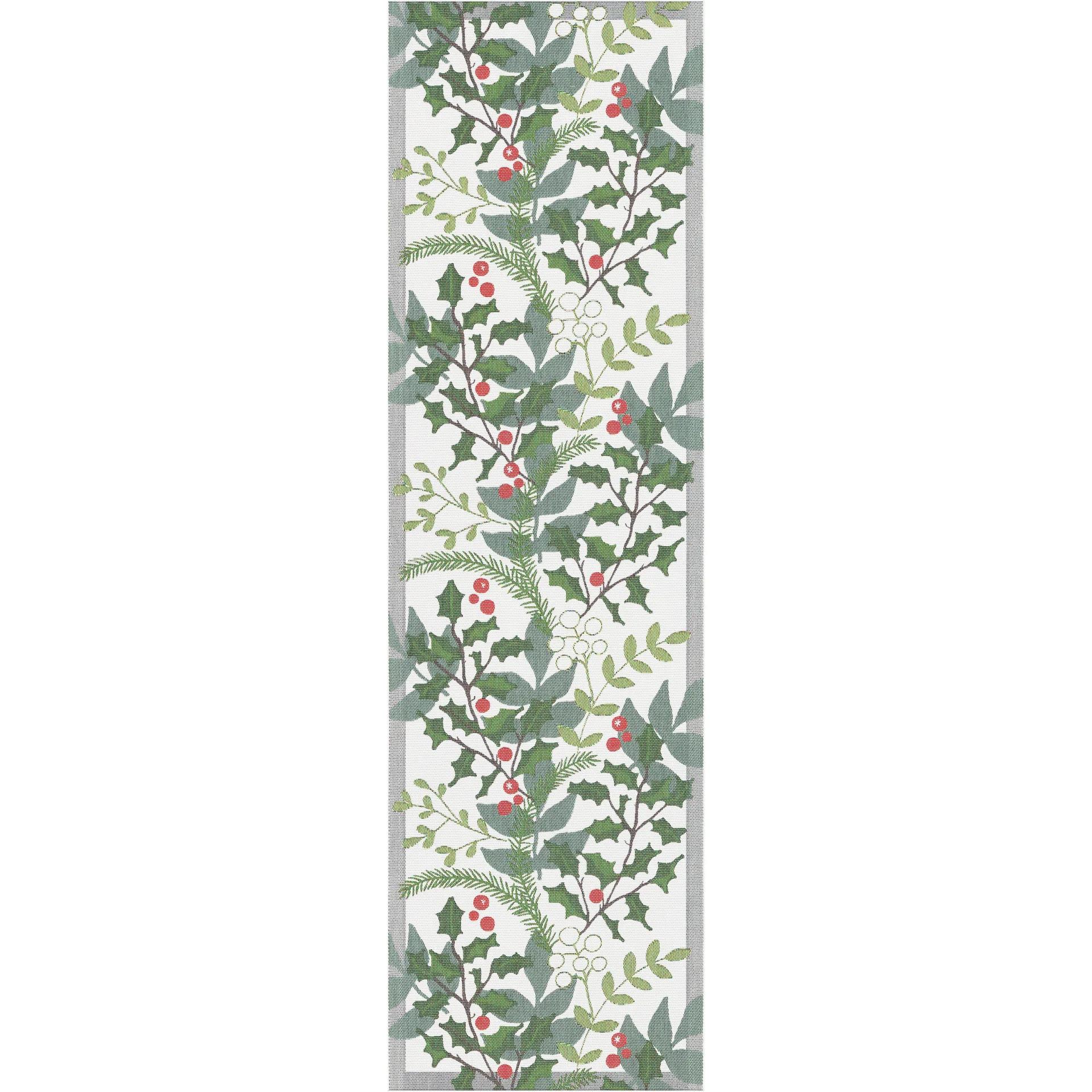 Julia kaitaliina 35x80 cm, Valkoinen-vihreä Ekelund Linneväveri