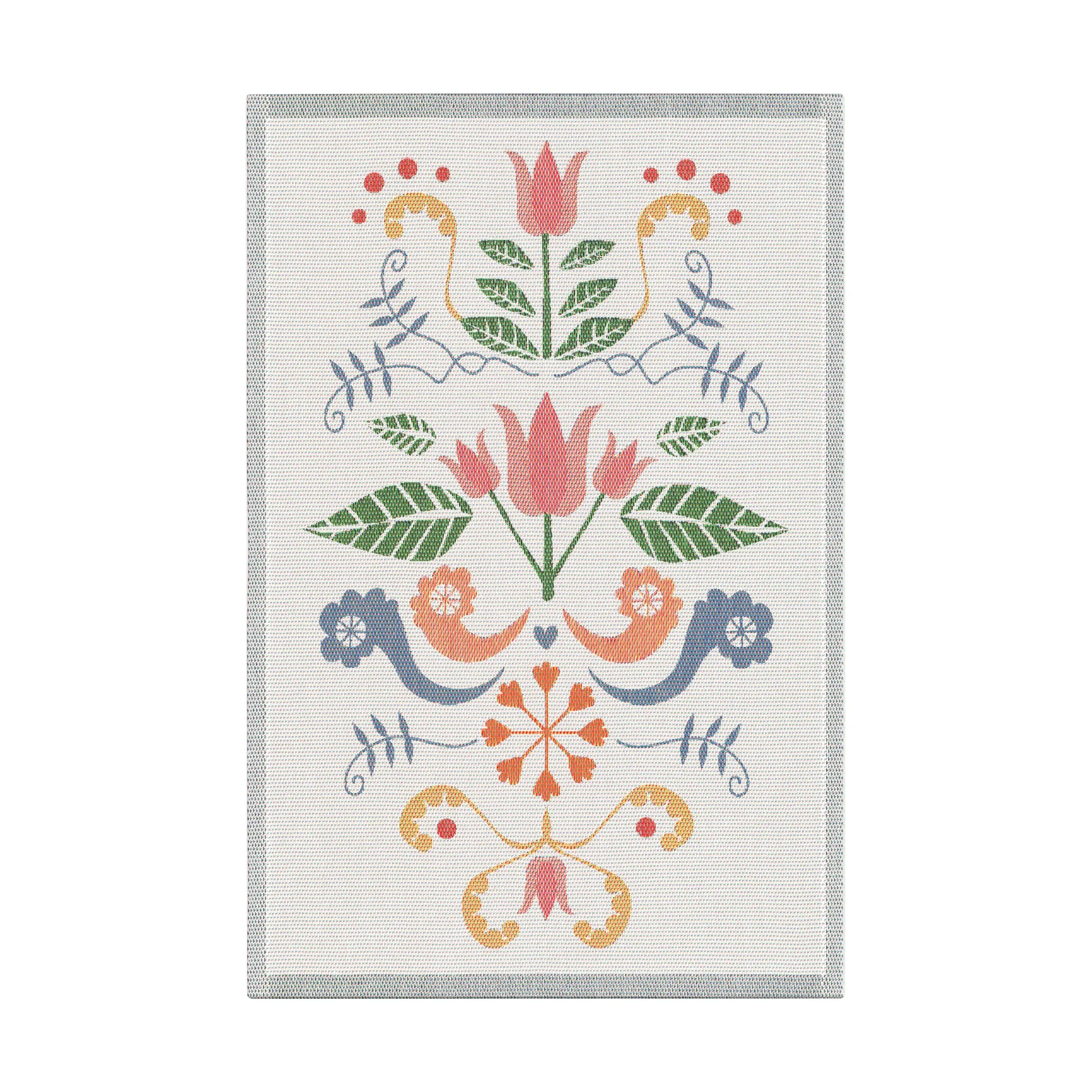 Lindas tulpan keittiöpyyhe 40x60 cm, Vaaleanpunainen-harmaa Ekelund Linneväveri