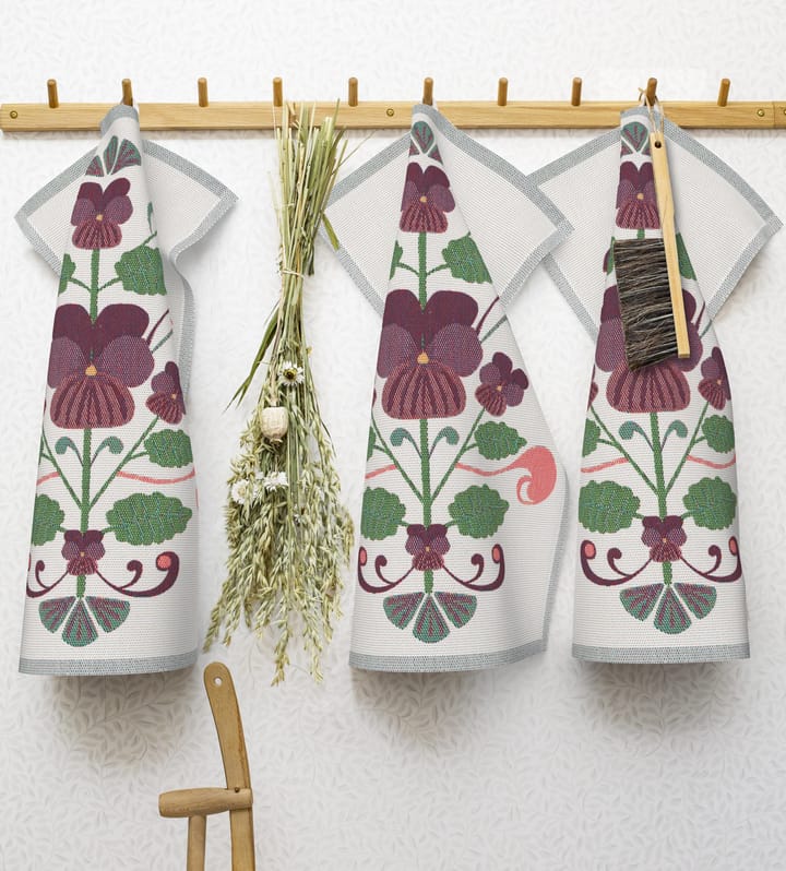 Lindas viol keittiöpyyhe 40x60 cm, Lila-harmaa Ekelund Linneväveri