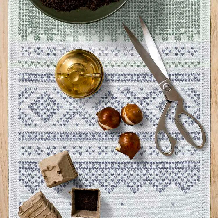 Marius kaitaliina 35x100cm, Vihreä-sininen Ekelund Linneväveri