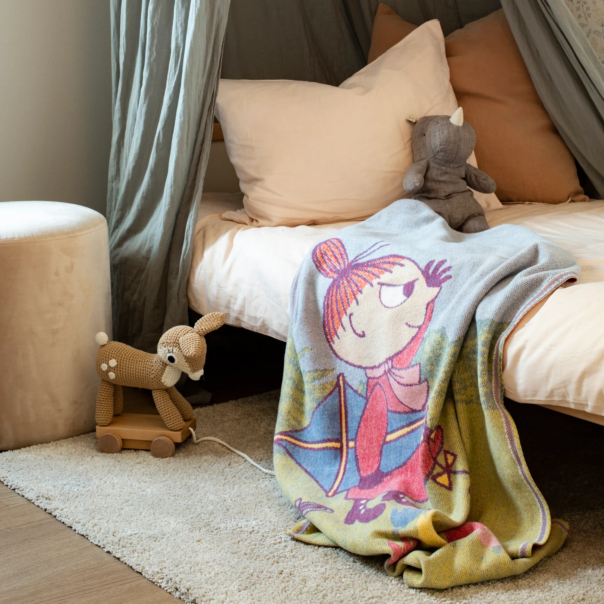 Muumi lasten huopa 72x105 cm, Windy Ekelund Linneväveri