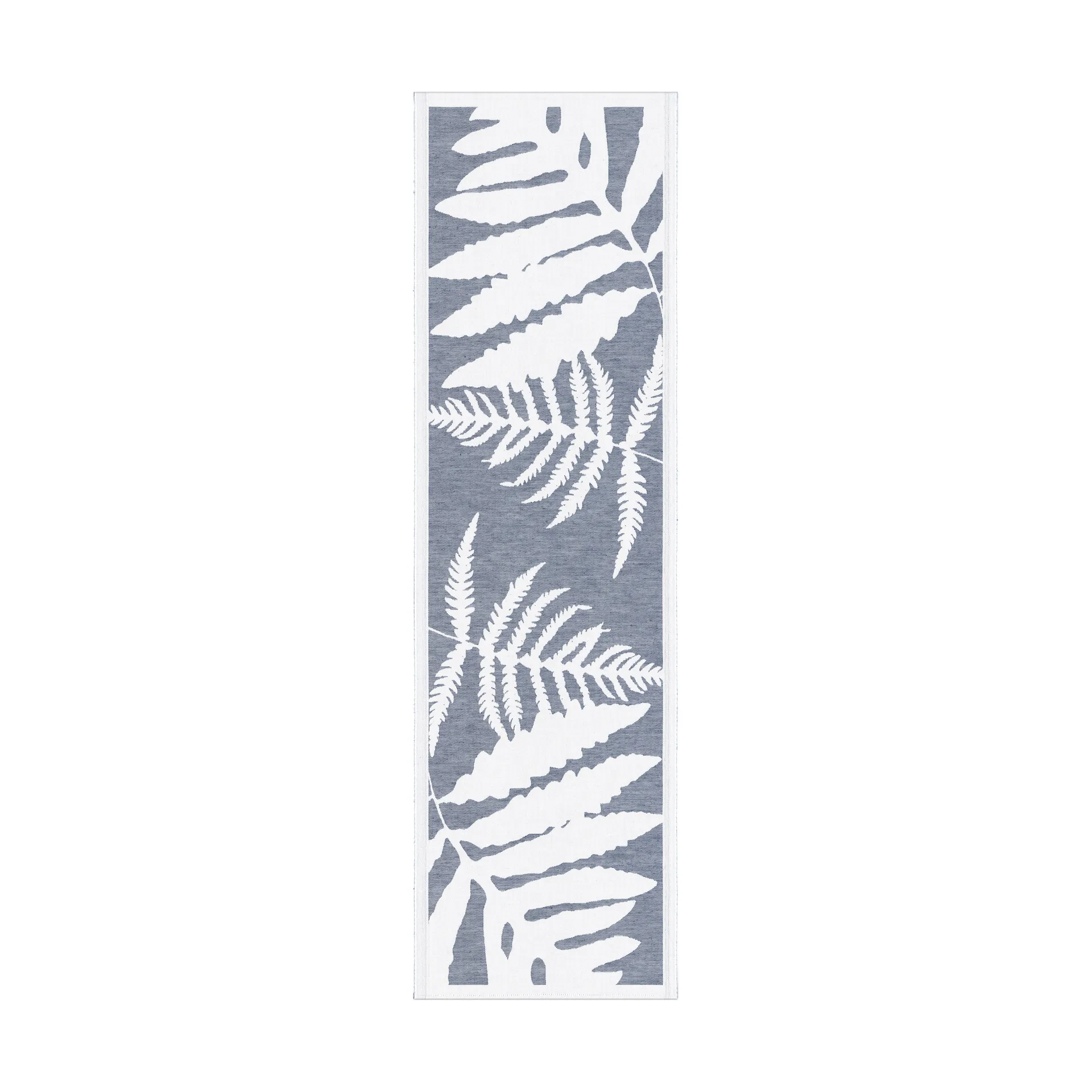 Ormbunkar pöytäliina 35x120 cm, Sininen-valkoinen Ekelund Linneväveri