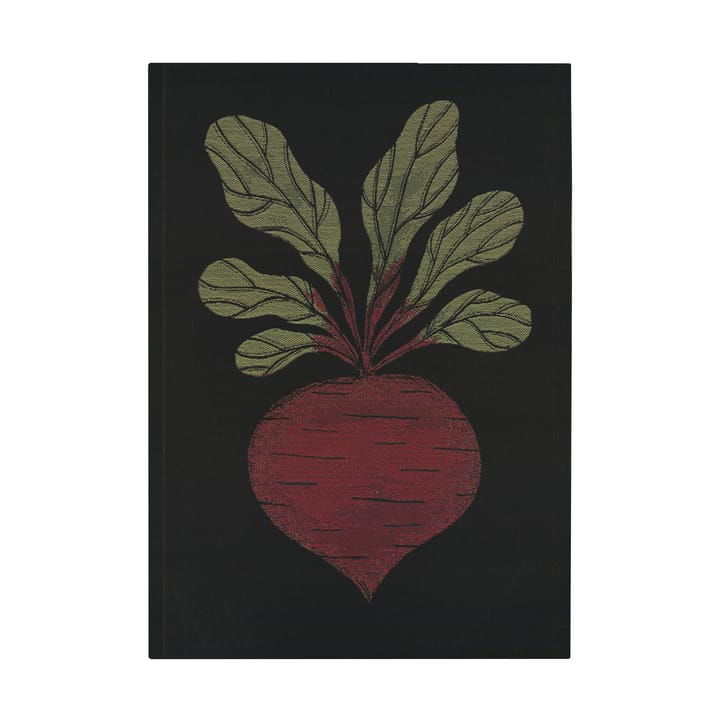 Rödbeta keittiöpyyhe 48x70 cm - Musta-punainen - Ekelund Linneväveri